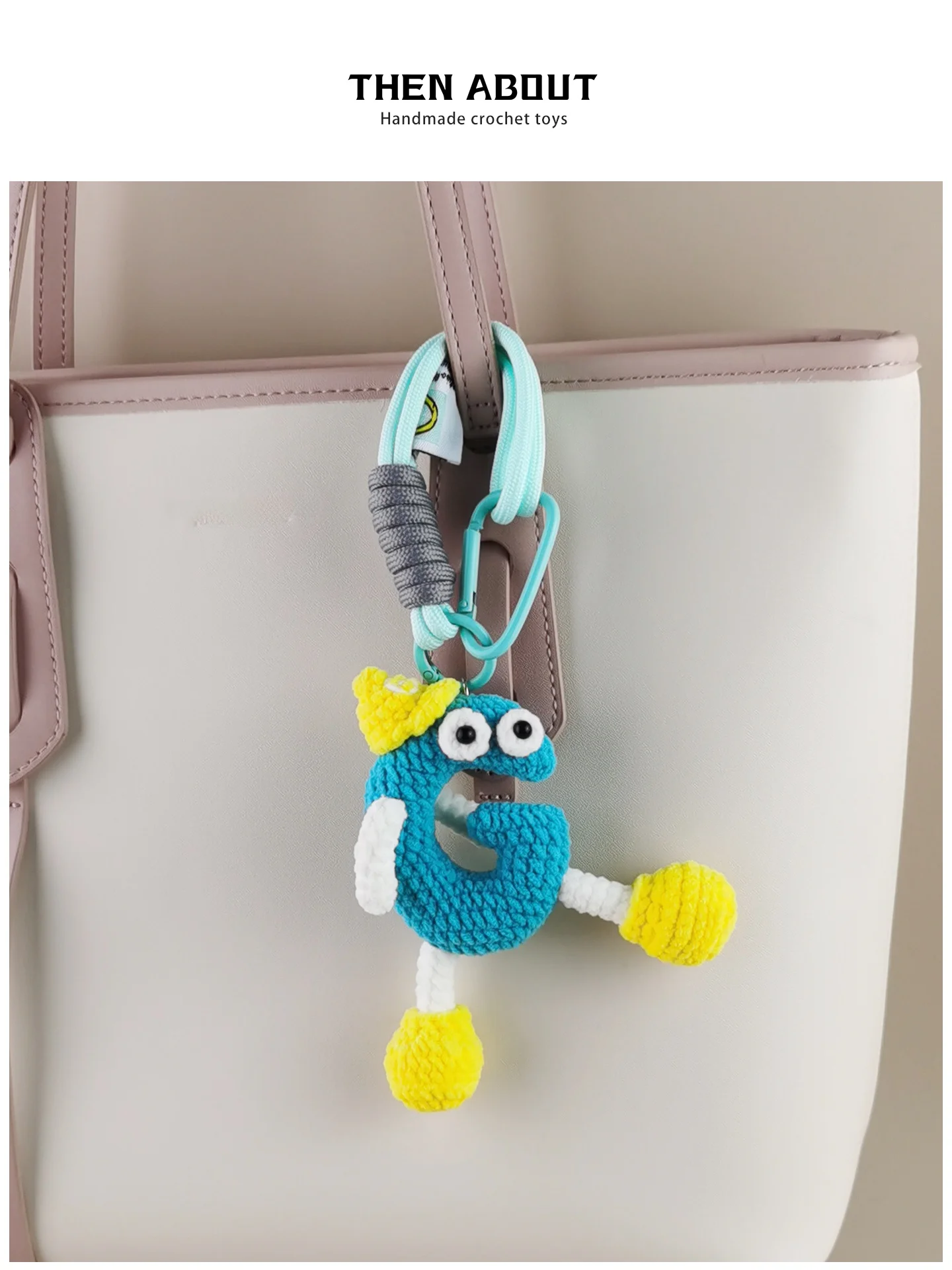 Handmade Knitted Fun English Letter G Bag Charm Backpack Decoration Keychain Quirky Gift Bag Accessory Hook Type Installation