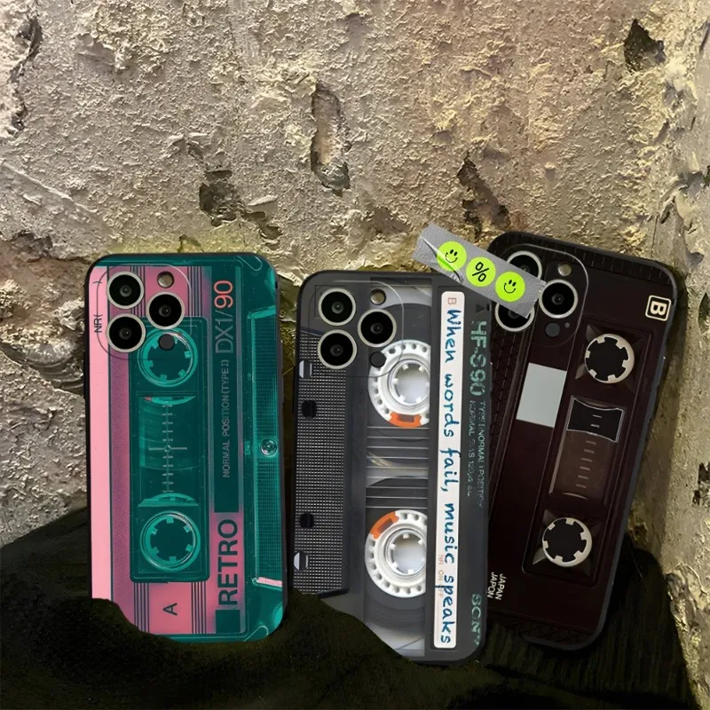 Vintage Cassette Tape Retro Style Phone Case For Iphone 14ProMax 11 13 14 Pro Xs Max Mini Xr X 7 8 6 6s Plus Funda Coque