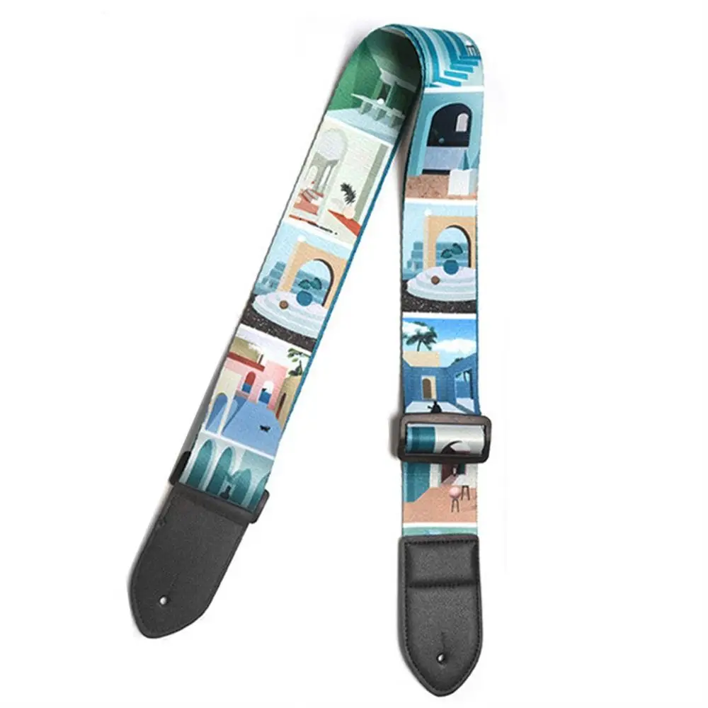 

Adjustable Guitar Strap Color Print Music Hobby Electric Guitar Belt Instrument Extra Wide Guitar Shoulder Strap Folk Guitar