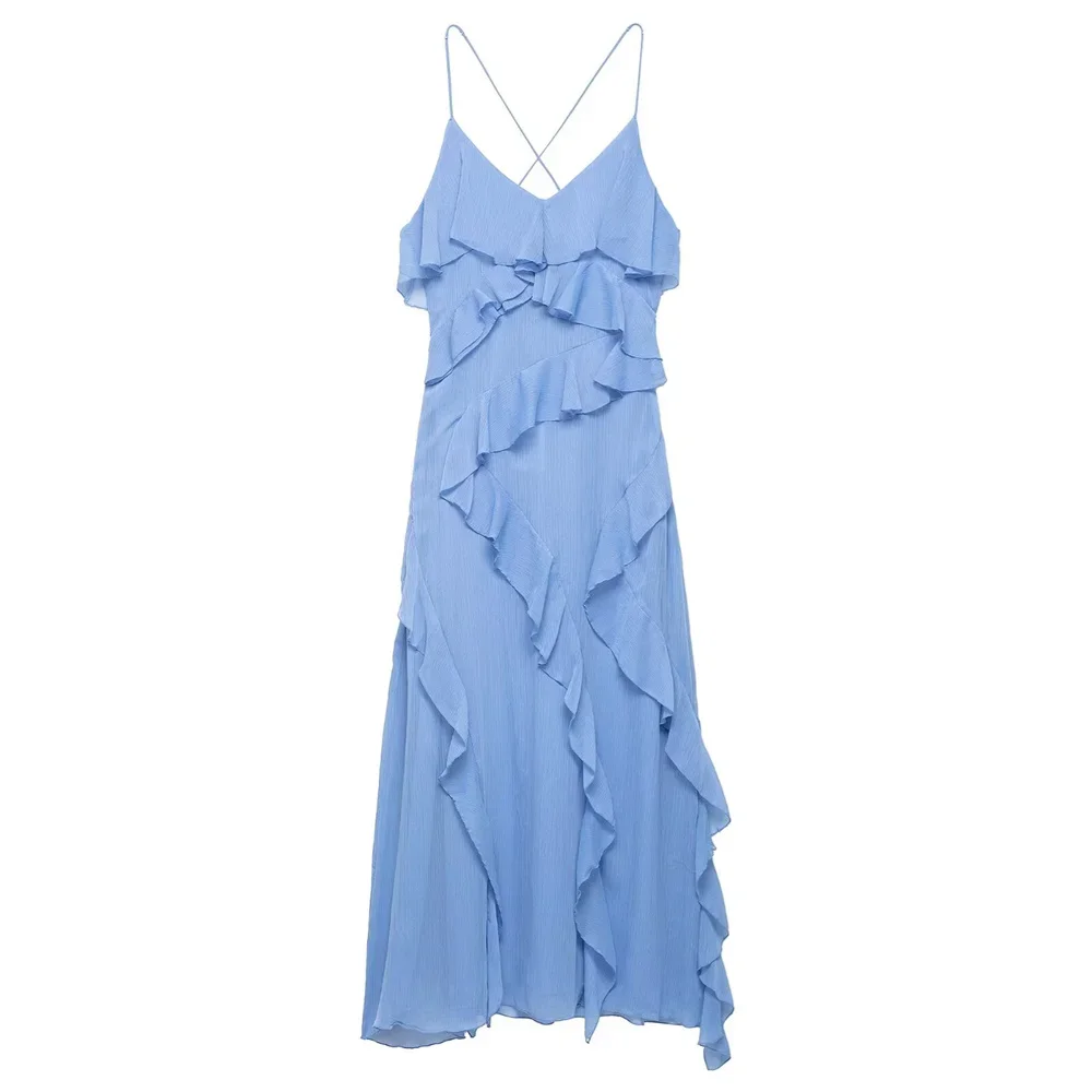 

LIBIELIY Women's Layered Decorative Dress With Strapless Suspender Decoration For Spring And Summer New Casual Women's Wear