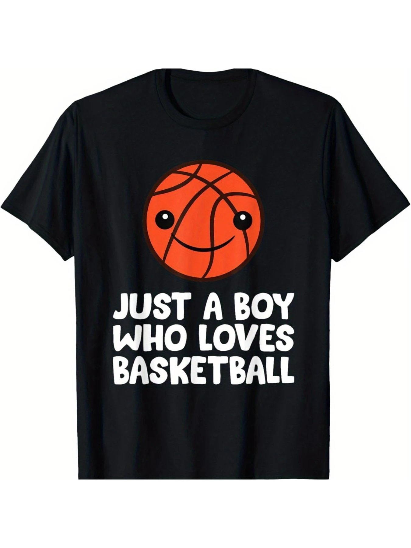 Just A Boy Who Loves Basketball Men and women's short sleeve T-shirt black round neck