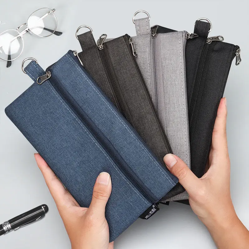 

Double Layer Waterproof Pen Case, Oxford Cloth Vintage Portable A6 Pencil Bag for School Students Stationery Organizer