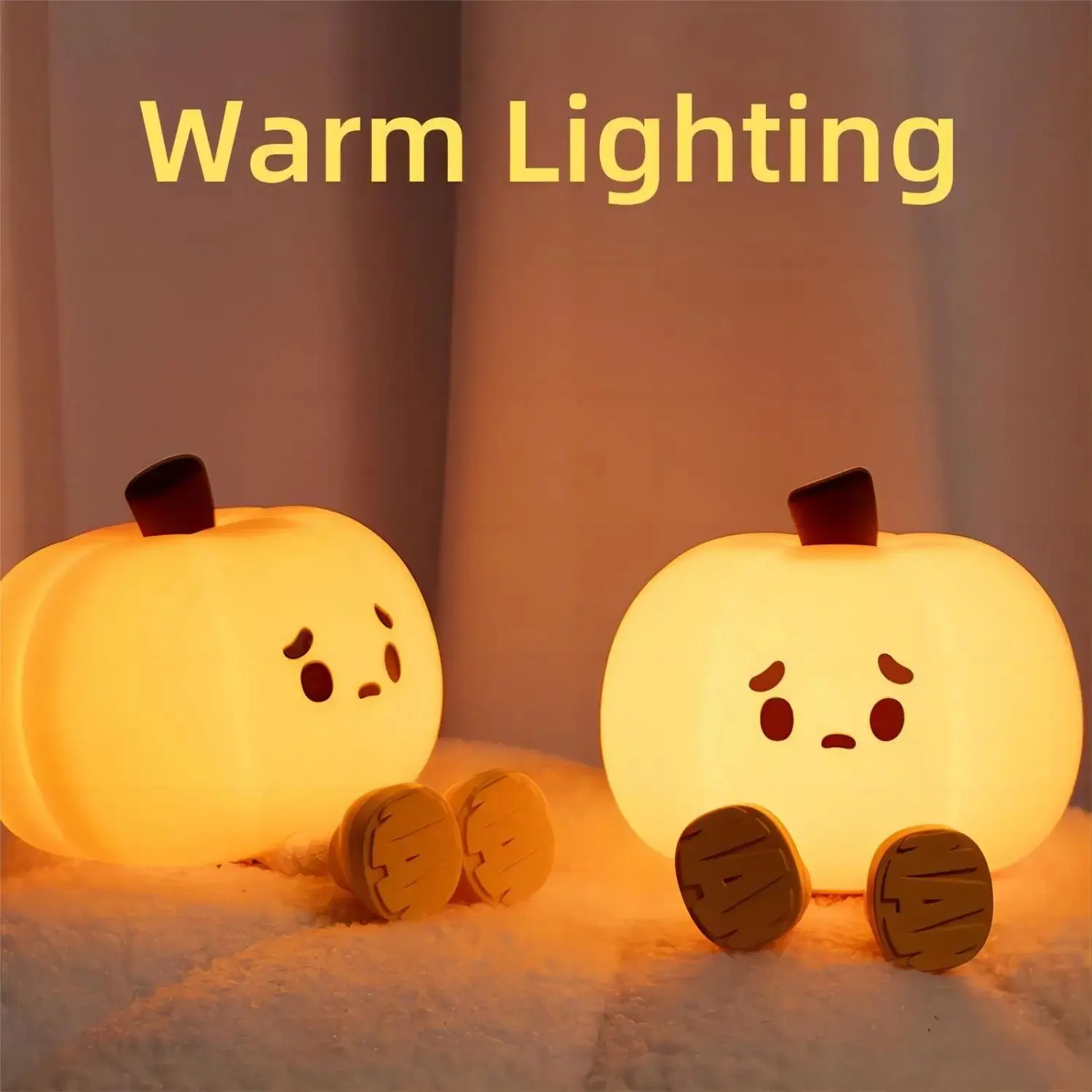 Cute Pumpkin Milk LED Night Light Cartoon Silicone Lamp USB Rechargeable Timing Sleeping Lamp Bedroom Decoration for Children