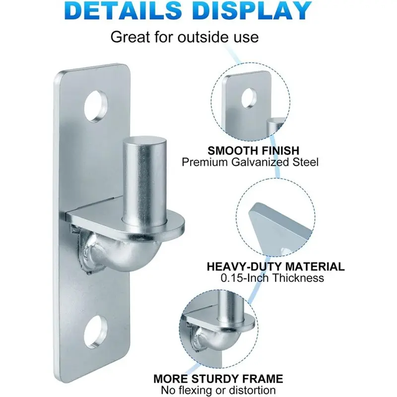 A43T Chain Link Gate Hinge Kit 2-Pack Heavy Duty With 5/8 Inch Pin For Outdoor Metal Fences