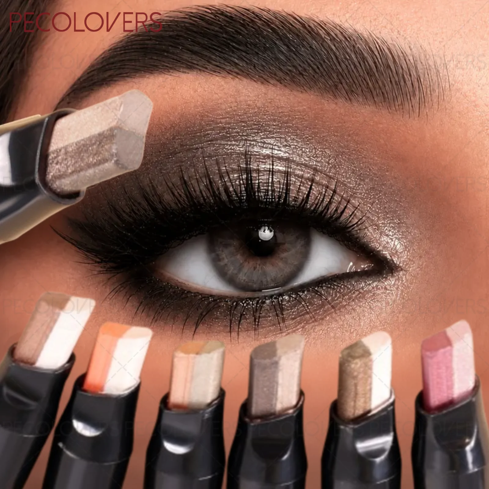 1PC Glitter Fine Shimmer Two-Color Eyeshadow Stick - Pearlescent Matte Texture, Novice-friendly Stick Design, Waterproof