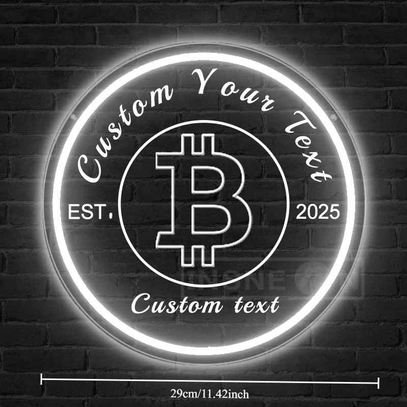 Custom Bitcoin Logo Neon Light Sign with Personalized Text USB-Powered Wall LED Decor for Home Parties Holidays & Crypto Gifts