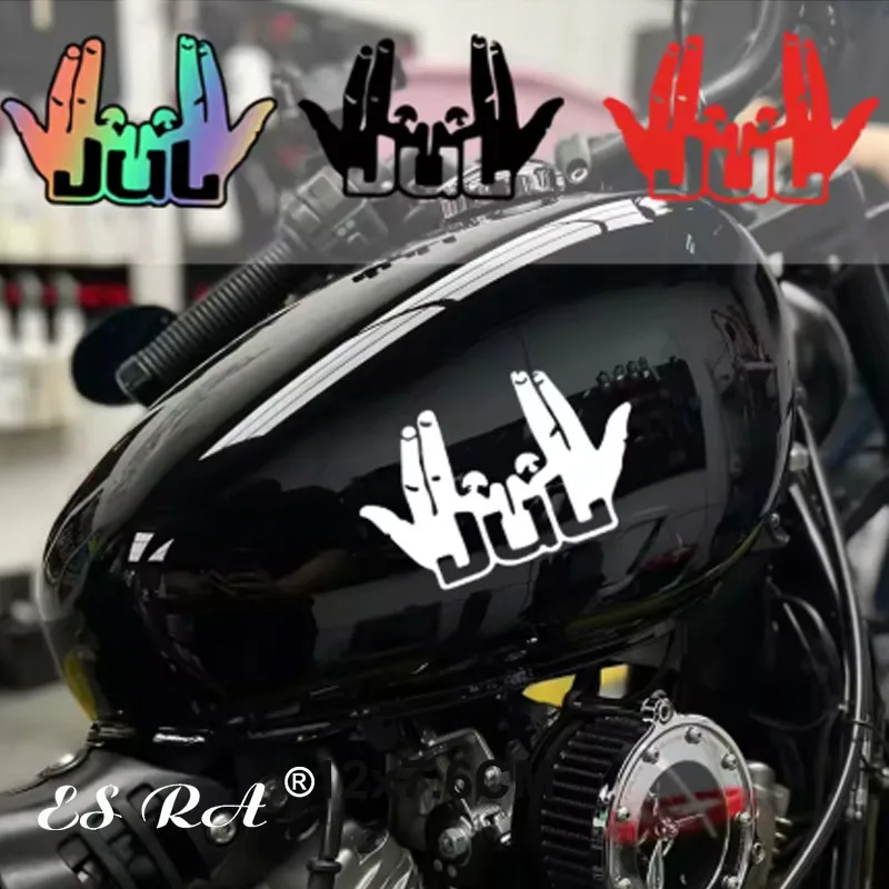 JUL Finger Creative Motorcycle Stickers Fun JDM Personalized Reflective Decals Triangle Window Engine Cover Waterproof Stickers