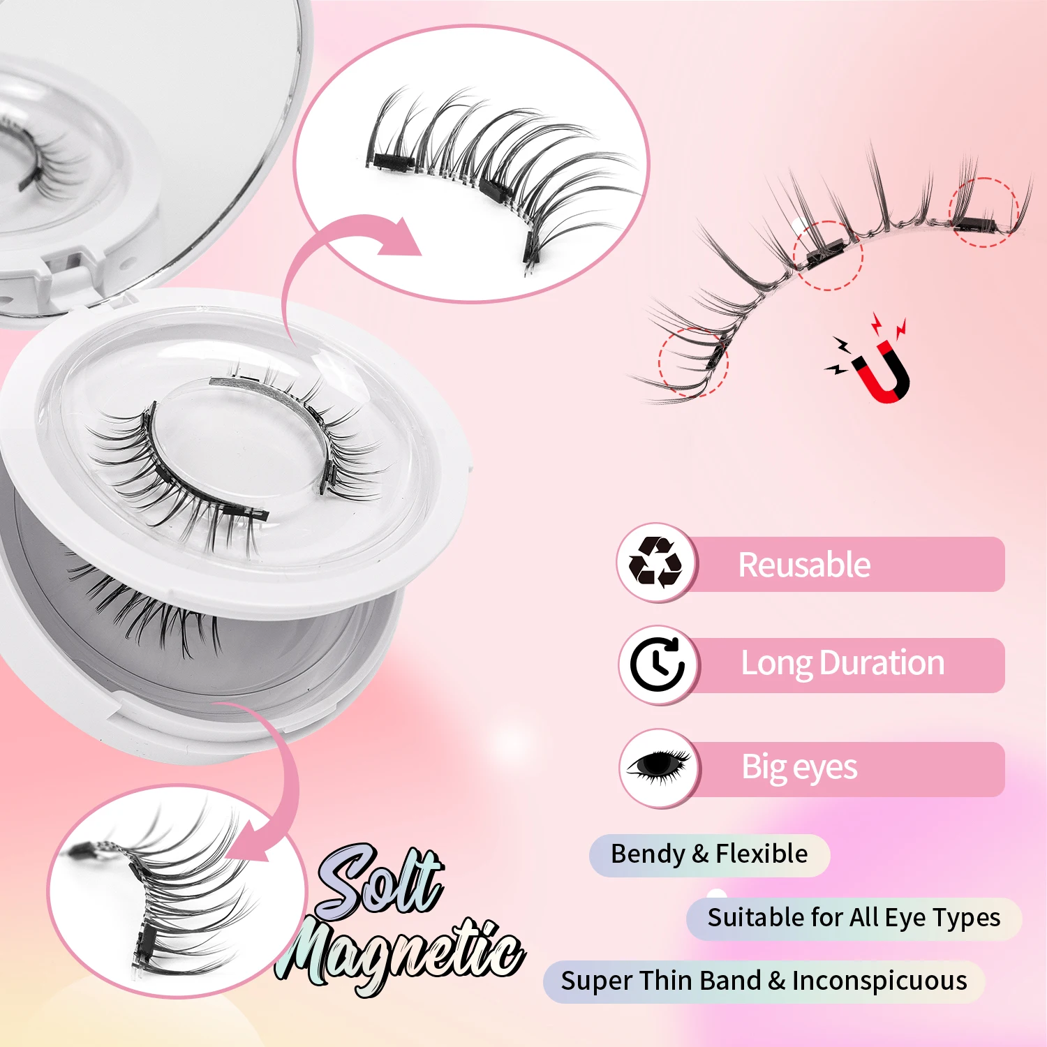 2 Çift Manyetik Kirpik, Doğal - Anime Cosplay Lashes incelemesi ve fiyatı
