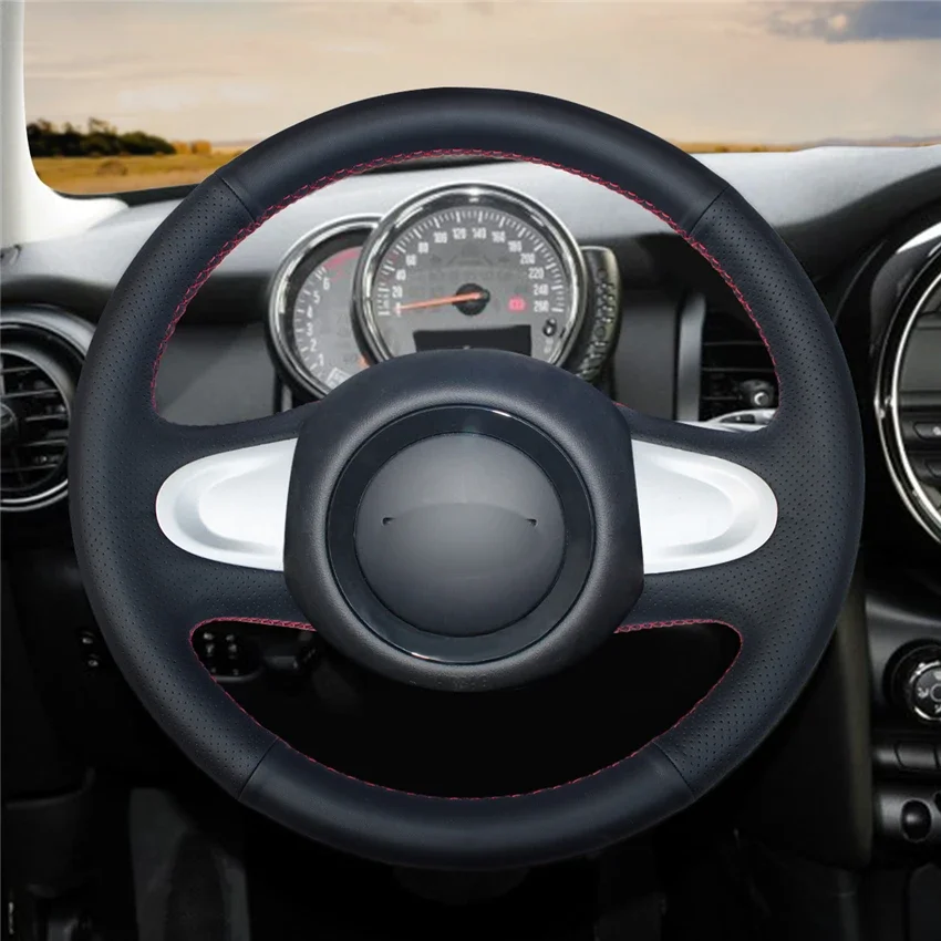 

Чехол на руль из черной кожи ручной работы, нескользящий, прочный, для Mini Coupe 2013 (2-спицевый), аксессуары для интерьера