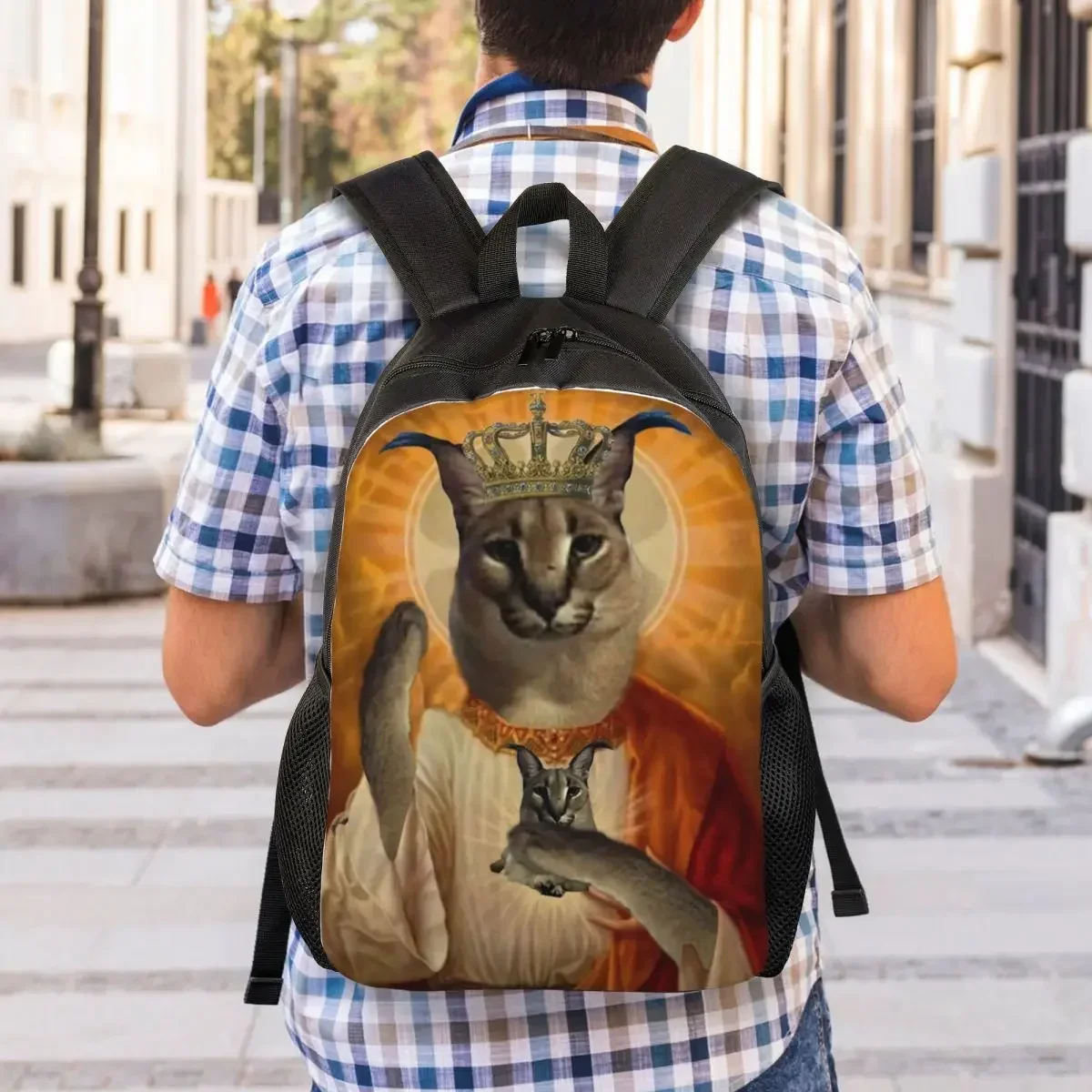 Jesus Saint Meme Big Floppa Travel Backpack Men Women School Computer Bookbag College Student Daypack Bags
