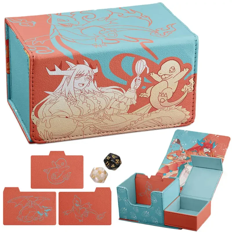 

Yu-Gi-Oh! Kitchen Dragonmaid PTCG DTCG DIY Large Capacity Leather Card Box Thickened Anime Game Collection Card Storage Box