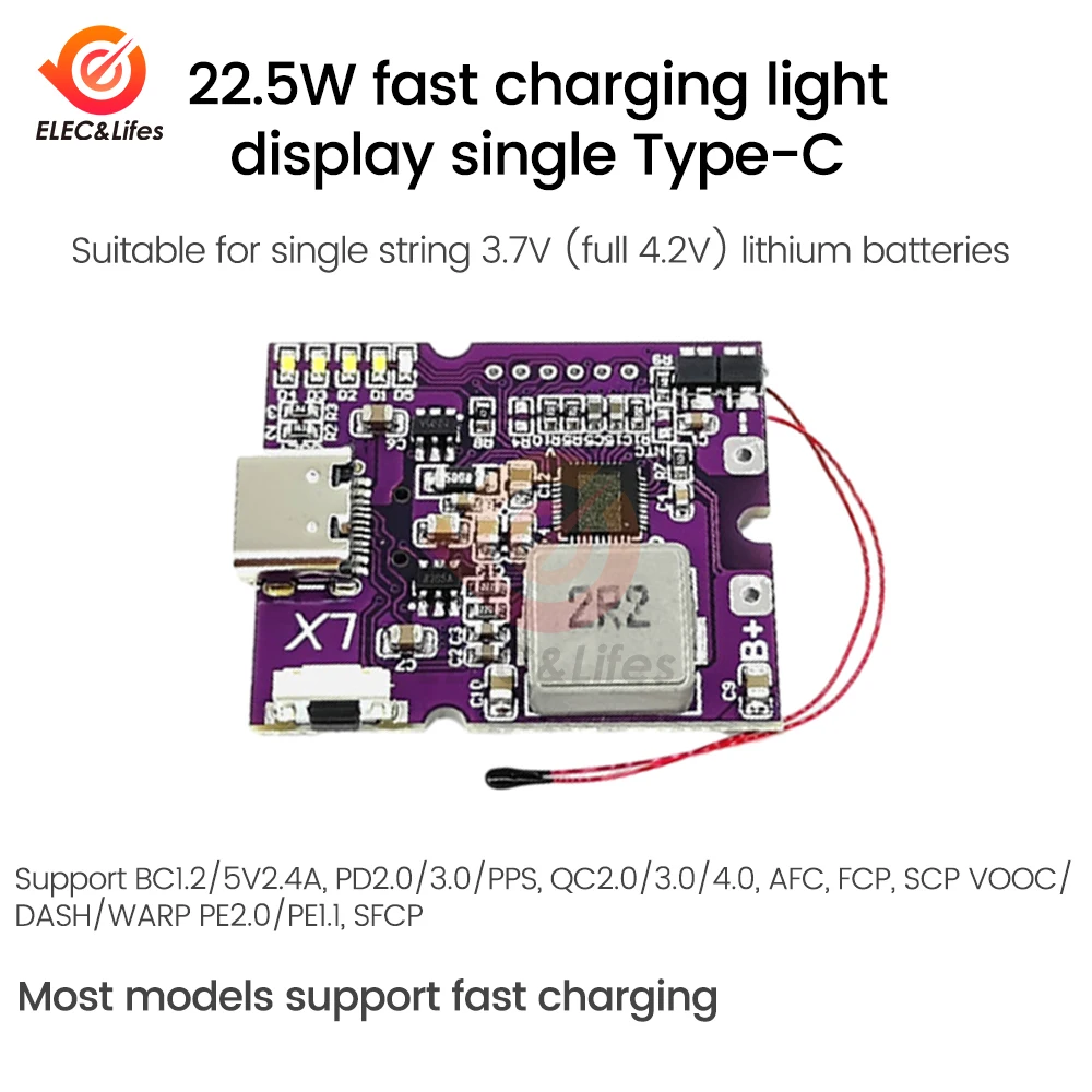 22.5W Power Bank Bidirectional Fast Charging Mobile Power Bank Module for Lithium Battery Charger Board Supports QC4+ PD3.0/2.0