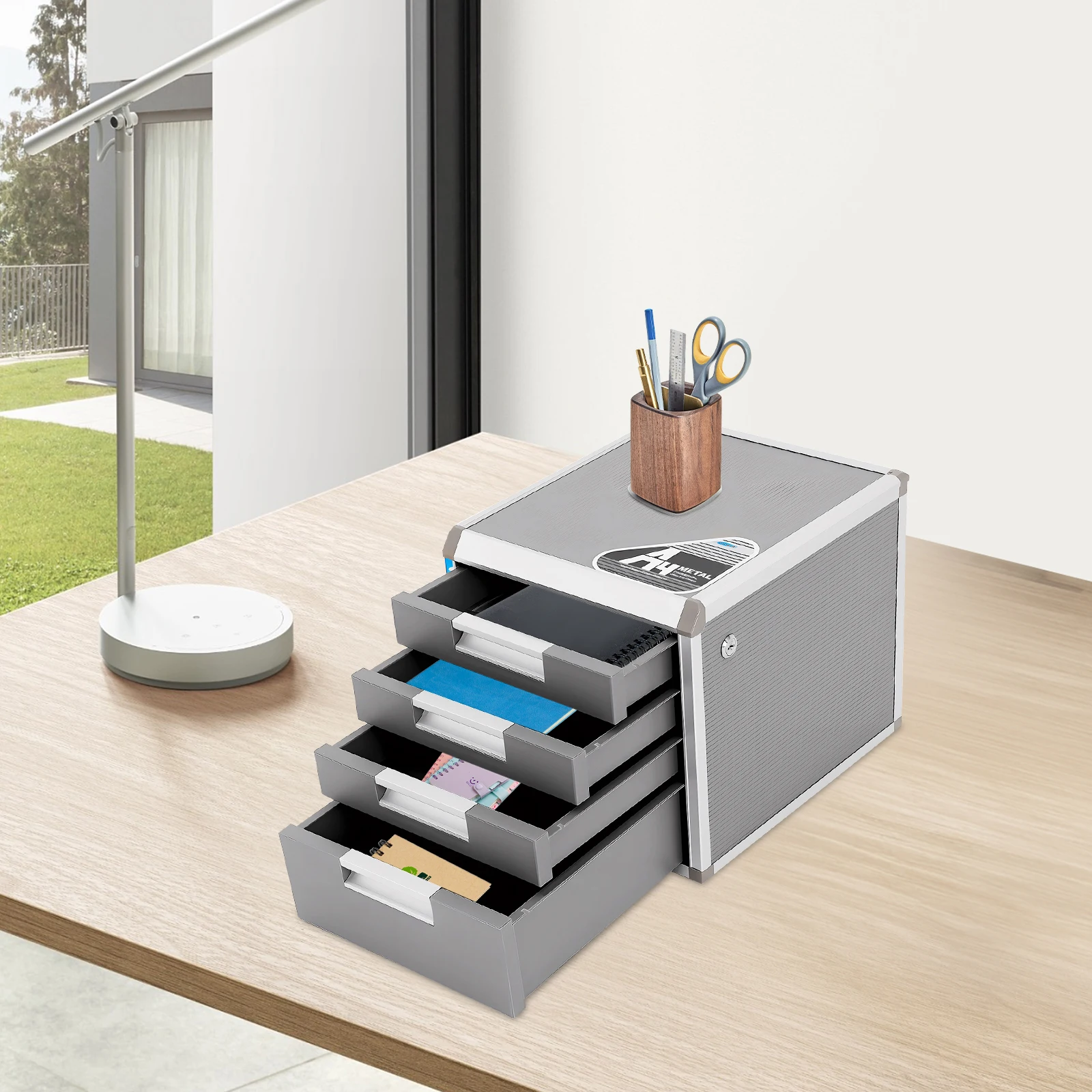 

4 Drawers File Storage Cabinet with Lockable Drawers Document Storage Box for Offices and Homes