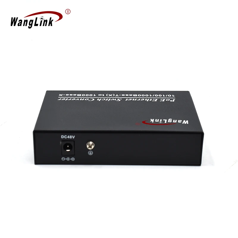 Wanglink-Poe Media Converter, Gigabit, 2 Ports, 1000 Base-X to 2 Ports, 1000 BaseT, 48V, for IP Camera, CCTV