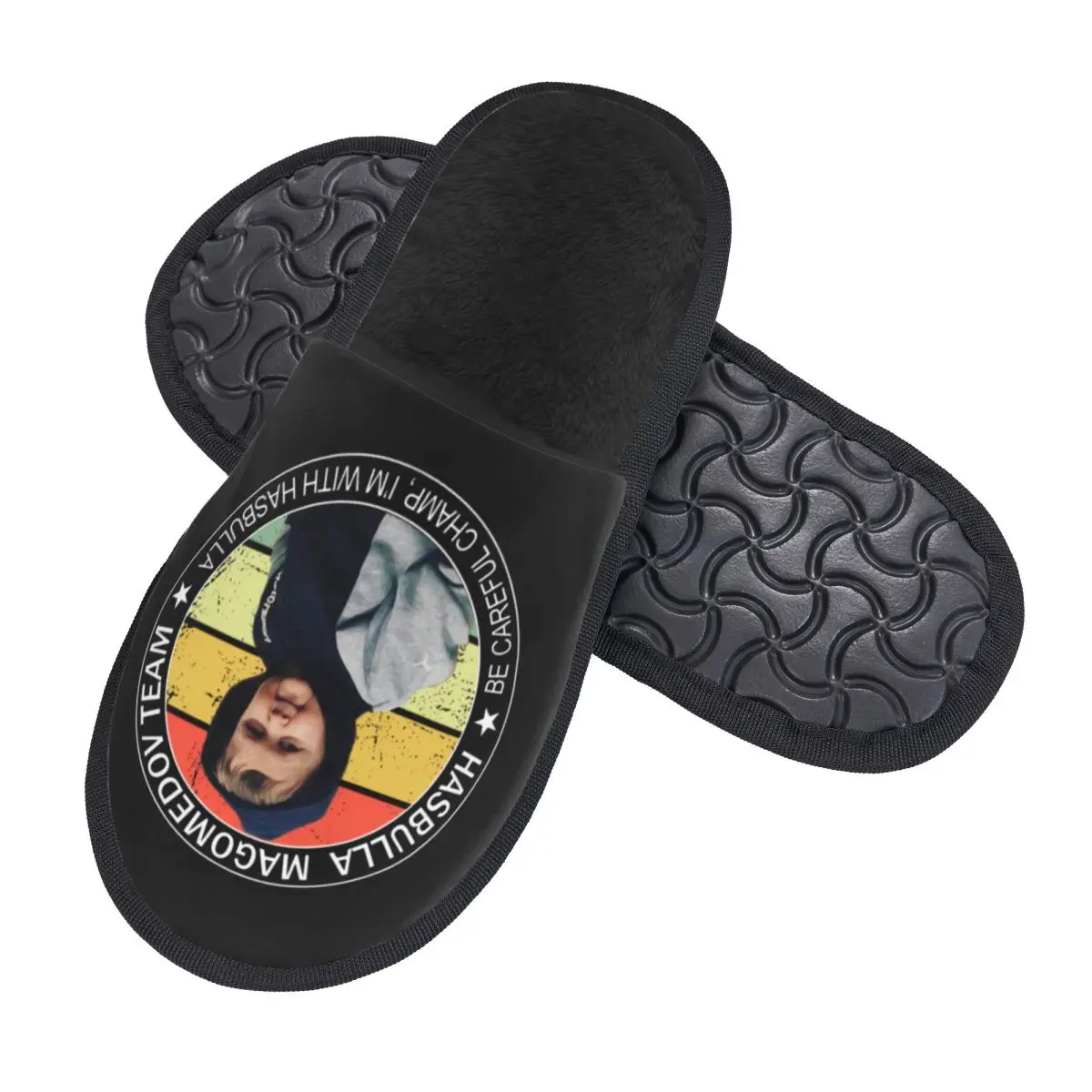 Custom Hasbulla Magomedov Team Soft Memory Foam House Slippers  Be Careful I'm With Hasbulla Cozy Warm Anti-skid Sole Slipper