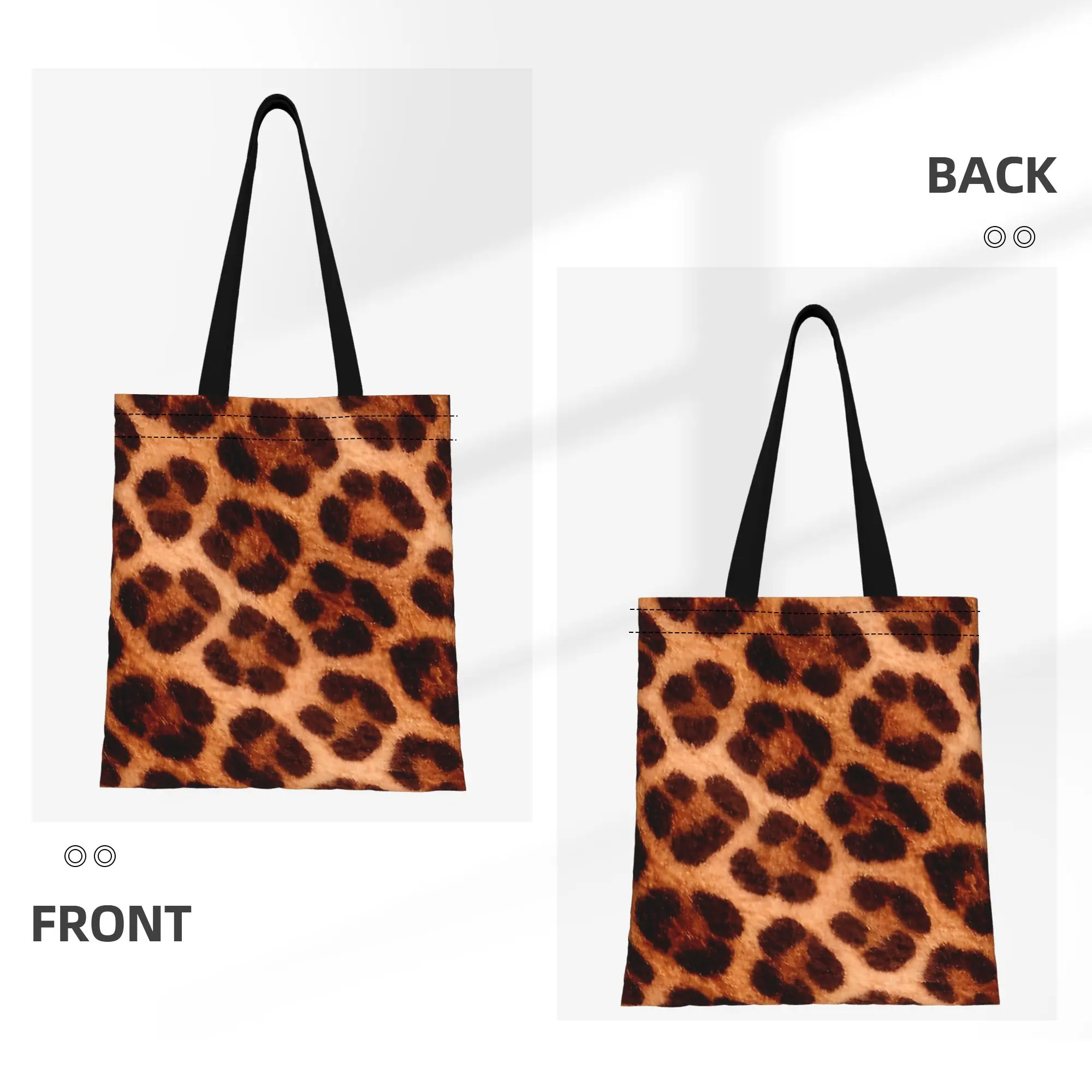 Charcoal Leopard Print Dark Animal Pattern Texture Leopard Print Canvas Tote Bag Perfect for Grocery Women's Top-Handle Bags
