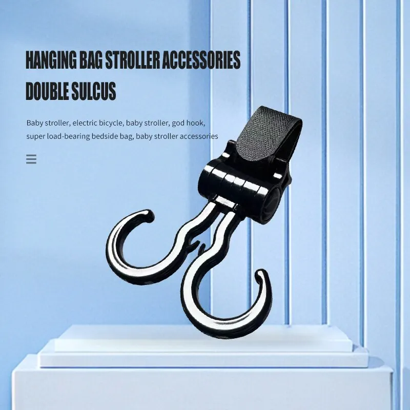 Baby Stroller Double Hooks Multifunctional Hook For Bicycles Motorcycles Scooters 360 Degree Rotatable Organizer Hanger Hook