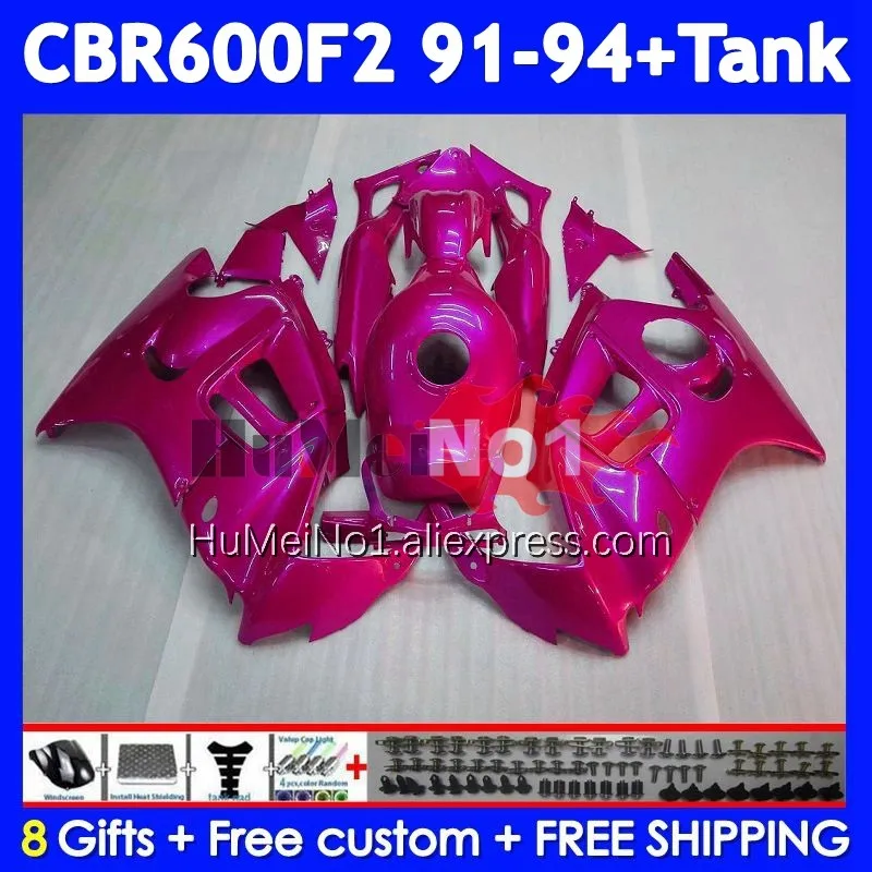 Body+Tank For HONDA CBR 600F2 600 F2 CBR600F2 91 92 93 94 37No.276 CBR600FS Glossy pink CBR600 F2 FS 1991 1992 1993 1994 Fairing