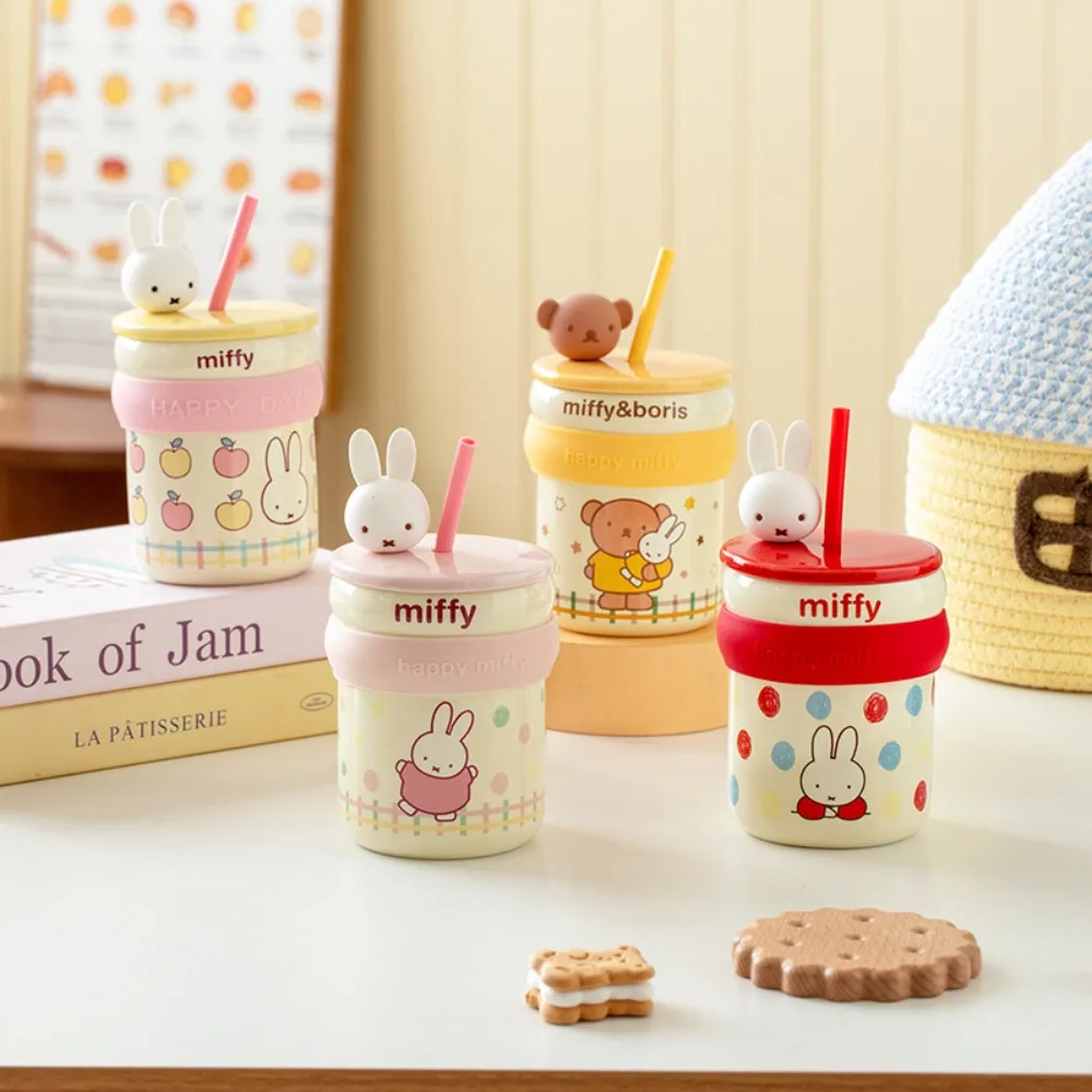 

Cartoon Miffy Rabbit Colorful Ceramic Straw Cup Exquisite Cute Fashion High Appearance Personalized Creative Birthday Gift