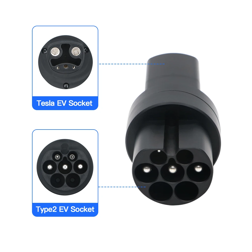 Type 2 to Tesla EV Charger Adapte Electric Vehicle Charging Connector IEC 62196 Plug AC/DC Converte for Tesla Model S/X/3/Y EVSE