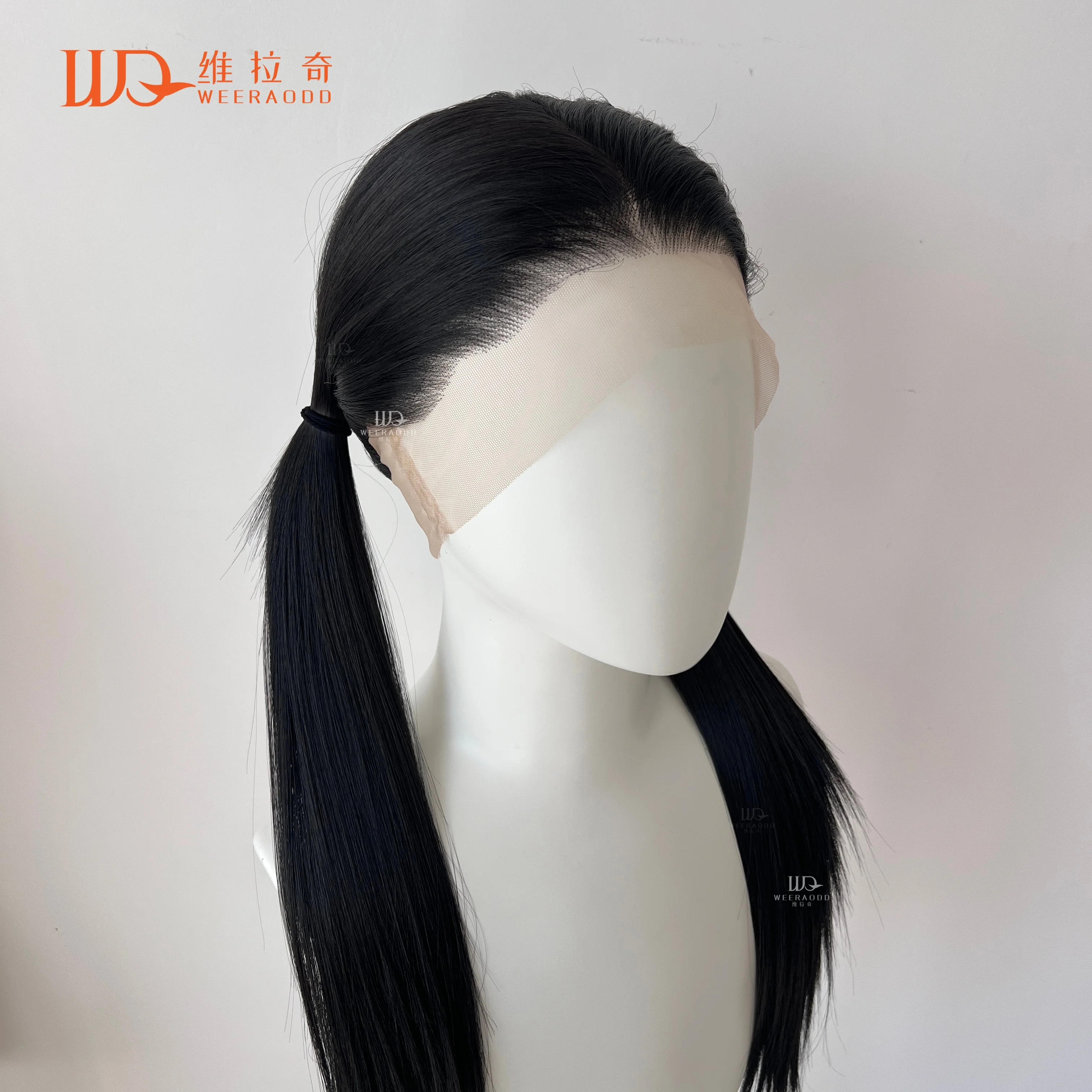 

WEERAODD 22 дюйма Jet Black 360 Полный парик фронта шнурка Прямые волосы Ручная завязка Бесклеевой пробор для женщин Ежедневное использование Косплей
