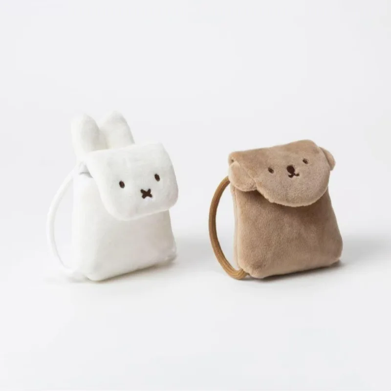 Kawaii Cartoon Plush Mini Pouch Keychain Flap Cover Bluetooth Earbud Storage Bag Portable Coin Purse with Spring Hook