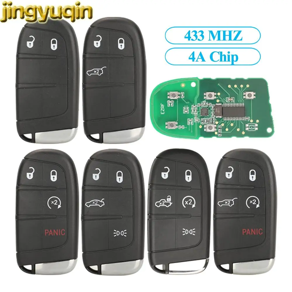 Jingyuqin 433MHz 4A Chip For Fiat 500 500L 500X Toro 2015 2016 2017 2018 2019 Smart Keyless Remote Car Key Fob