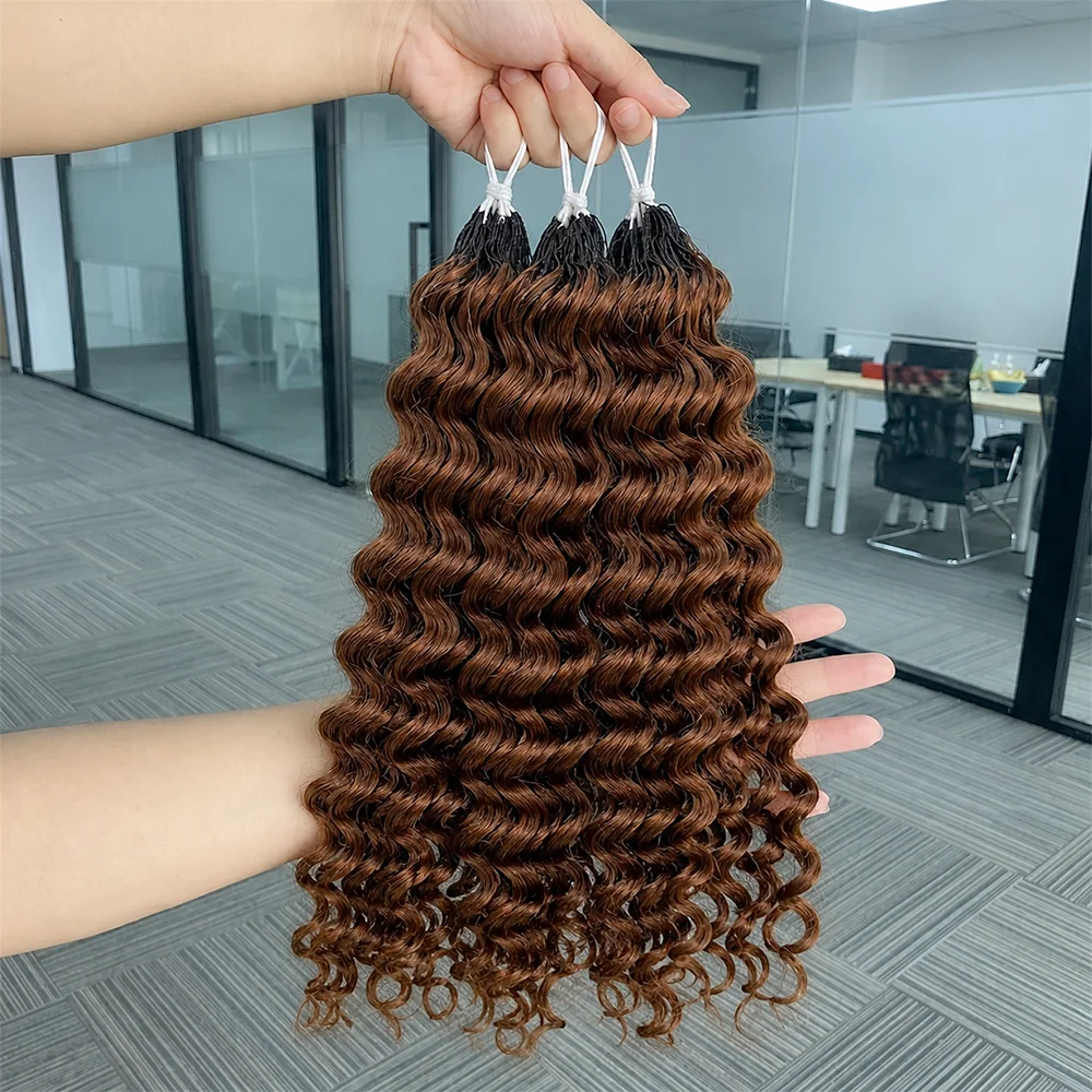 

Premium #4 Brown Deep Wave Miracle Knots Feather Crochet Hair 100% Unprocessed Virgin Human Hair Exquisite Invisible Knot Design Luxury Hair Extensions Soft Silky Natural Wavy Texture Comfortable Wear Easy Styling Long Lasting Look High-End Braiding Hair