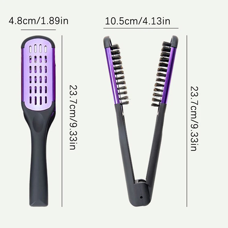 Pro Hairdressing Straightener Nylon Hair Straightening Double Brushes V Shape Comb Clamp Not Hurt Styling Tools DIY Home