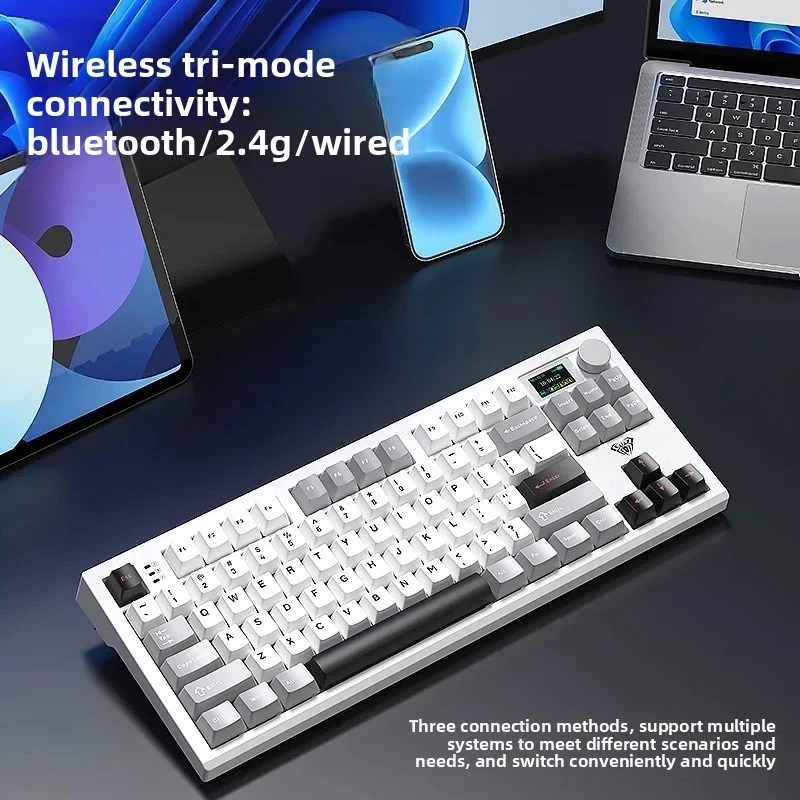 AULA F2087Pro Mechanical Keyboard RGB Backlit PBT Keycaps Tri-Mode Wireless Bluetooth Customizable Gaming Keyboard PC Esports