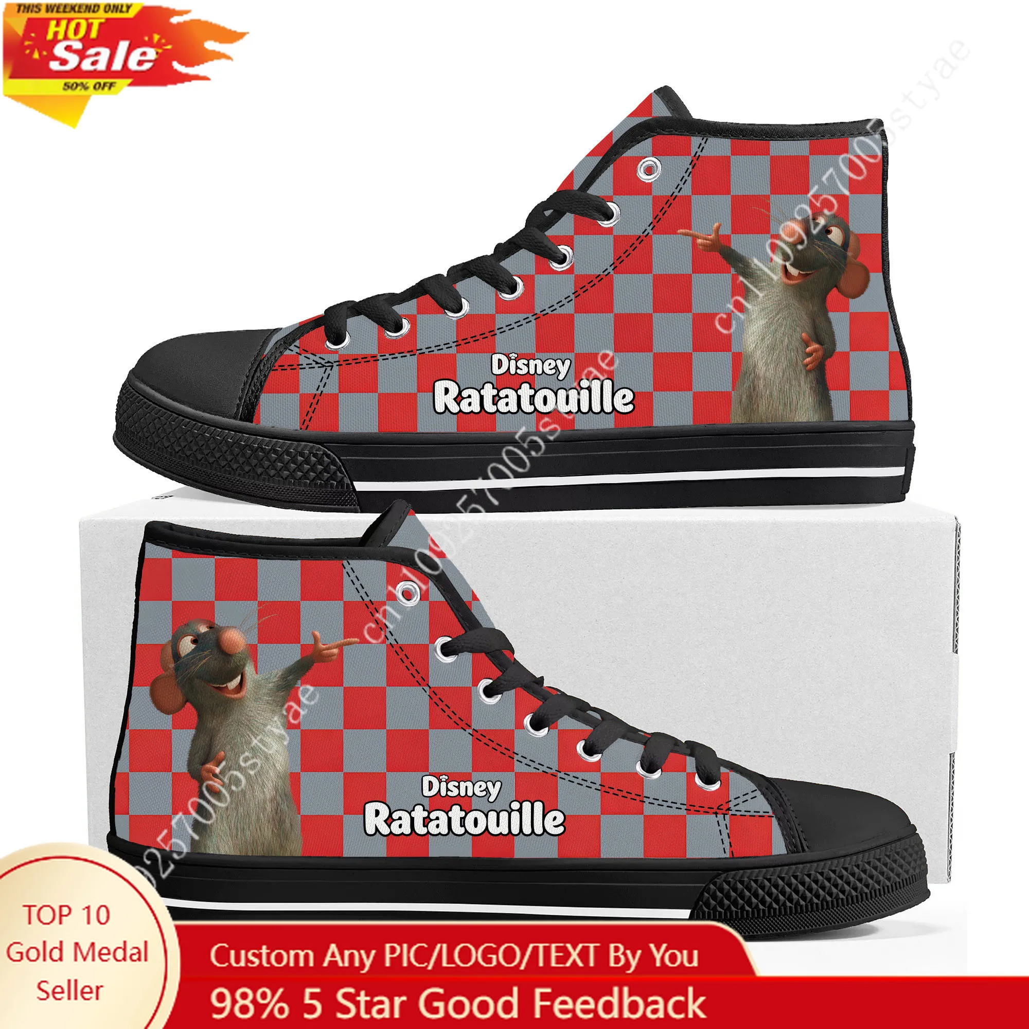 

Ratatouille High Top Sneakers Disney Cartoon Movie DIY Decorate Shoes Design Your Photo Logo Party Holiday Gifts Custom Shoe