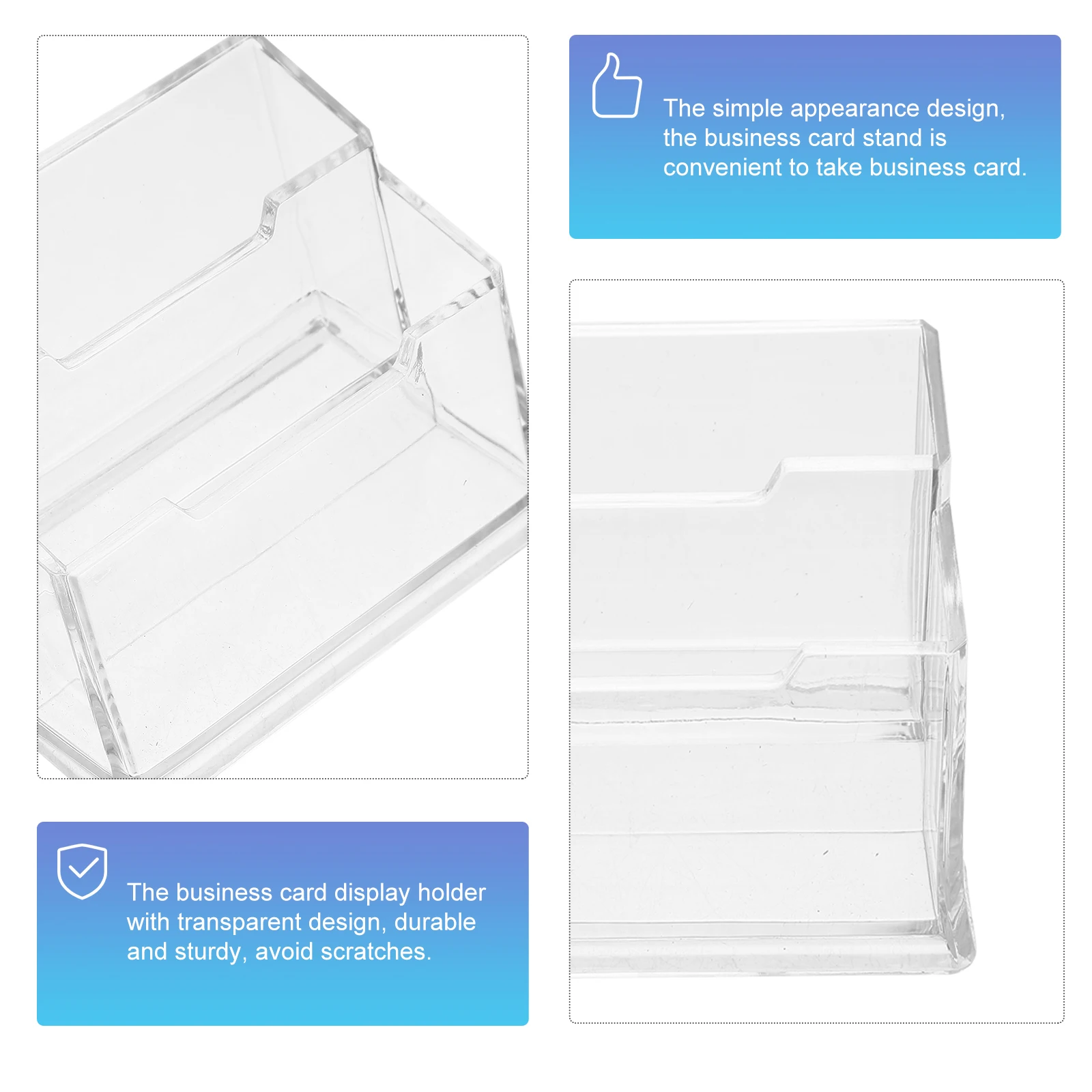 

Small Business Card Holder Storage Box for Desk Desktop Organizer Transparent Plastic Display Office