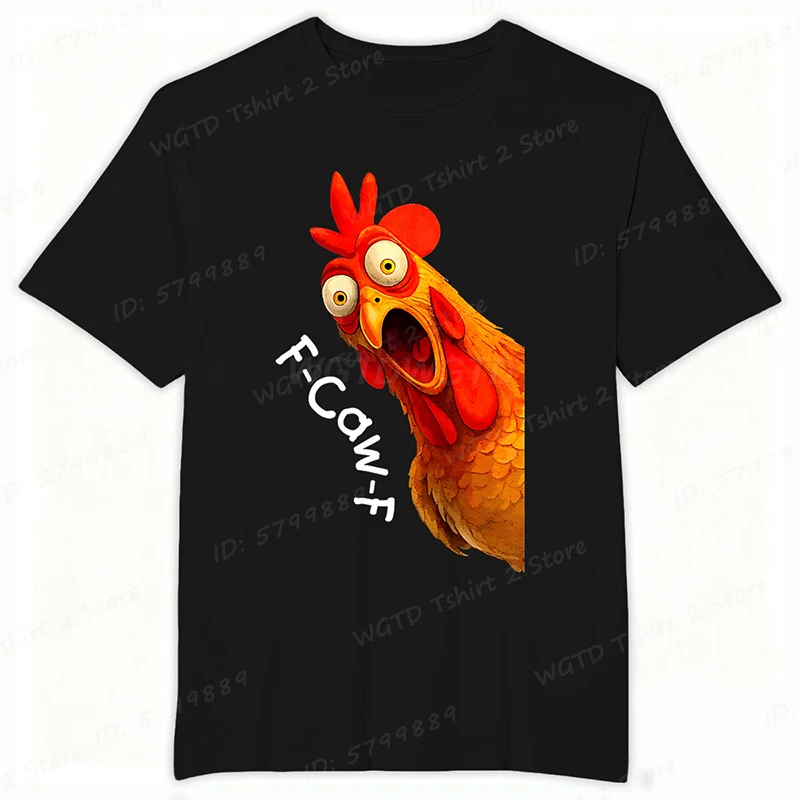 مضحك F Caw F الدجاج FCAWF الدجاج تي شيرت الرجال مضحك الفكاهة تي شيرت طاقم الرقبة قصيرة الأكمام تي شيرت هدية فكرة الملابس #3