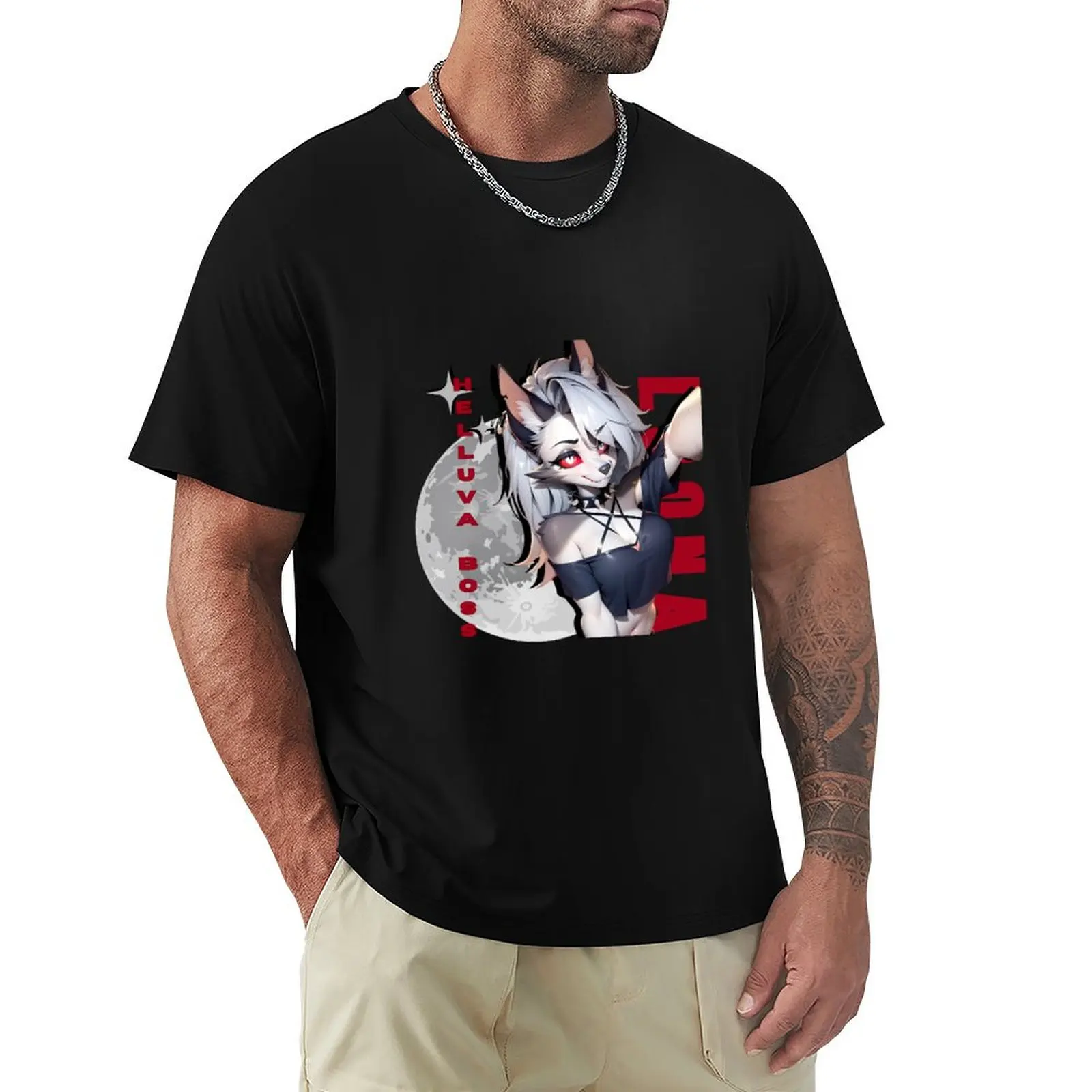 helluva boss , loona , ,furry ,anime arth , anime version T-Shirt men t shirt cotton 100% T-Shirt