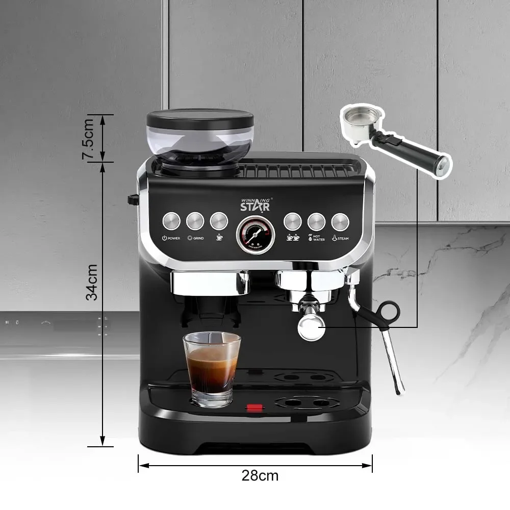 110V ST-9161 Professional 15 Bar Coffee Makers Electric Home High Pressure Espresso Machine With Grinder