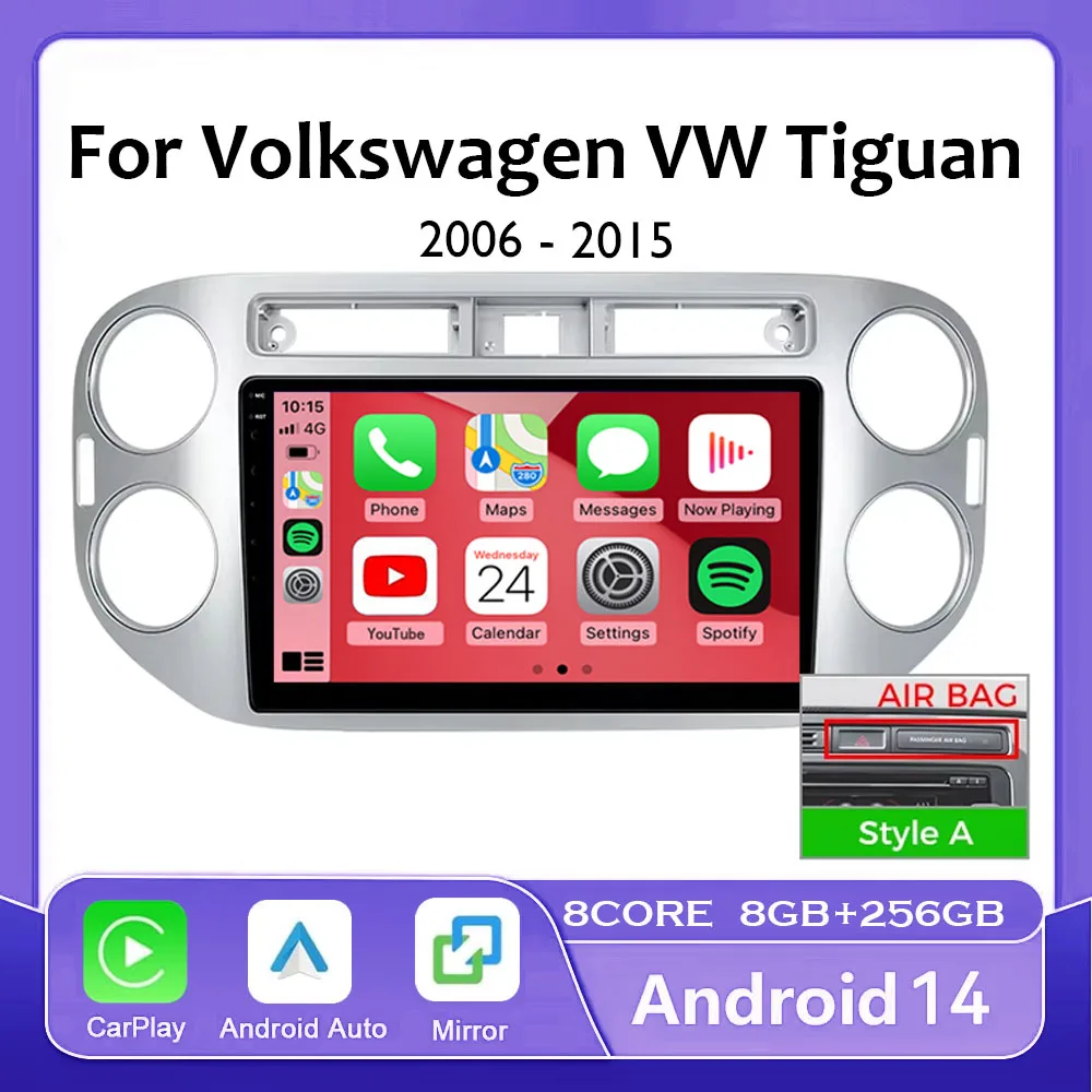 

Android 14 For VW Volkswagen Tiguan 1 NF 2006 - 2016 Wireless Carplay Auto Car Radio Multimedia Video Player 4G GPS Head Unit BT