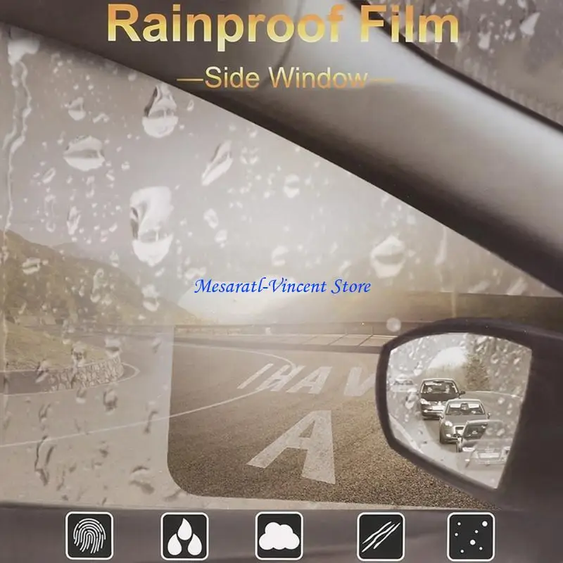 A70F 2 Pcs Car Side for Windows Mirror Rainproof Film Anti-Fog Clear Protective