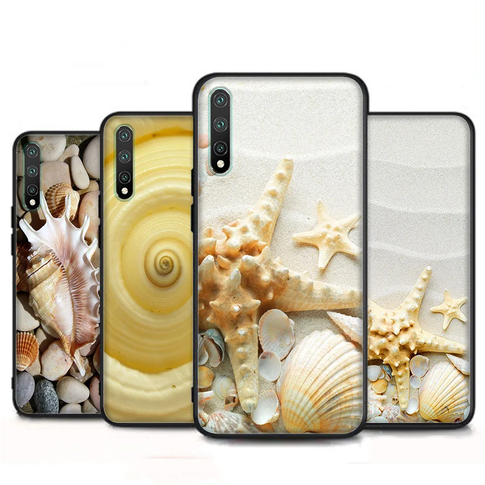 Seashells Sea Star Cover for VIVO V21 V21E V23 V23E V25 V27 V27E V29 Y01 Y02 Y02S Y36 Pro Black Phone Case