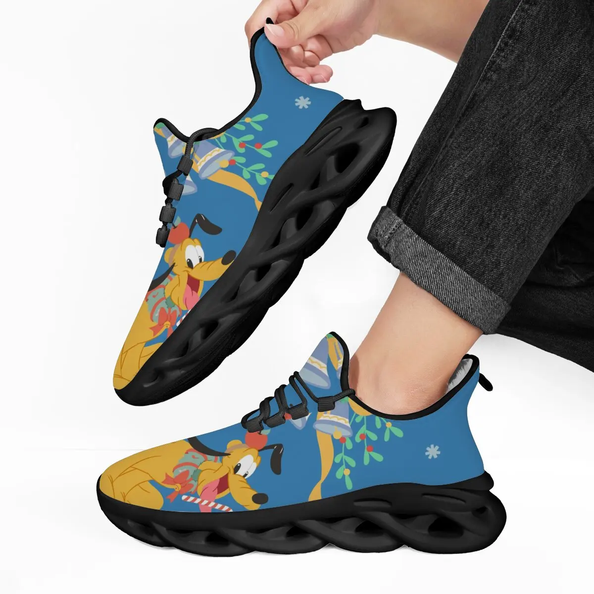 Повседневные кроссовки с принтом Goofy, белая повседневная обувь Disney для мальчиков и девочек, рождественская спортивная женская прогулочная обувь на флисовой подкладке
