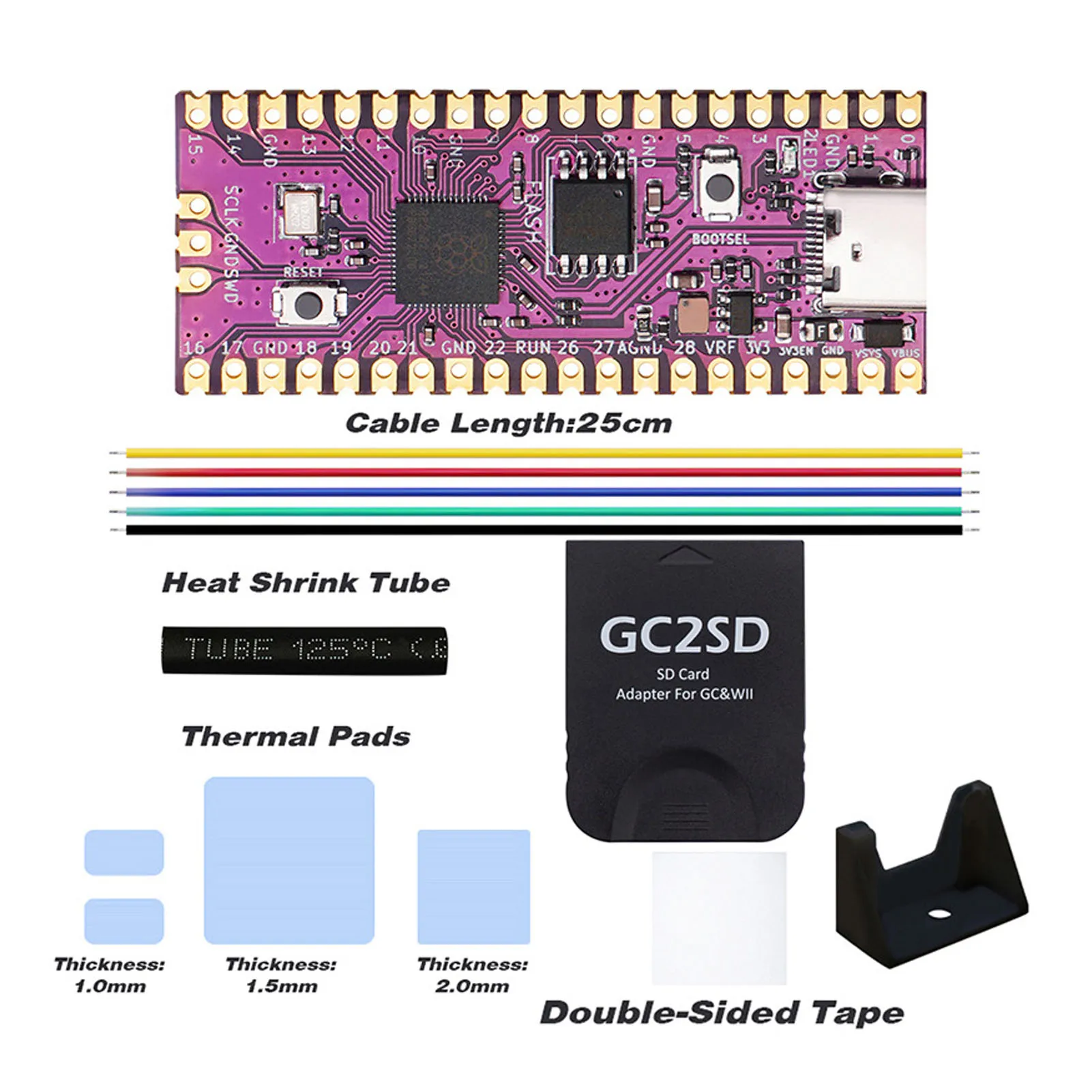 Placa de microcontrolador flexível, processador Dual Core, 264KB, ARM Cortex, M0 +, módulo para RPi Pico, NGC GameCube