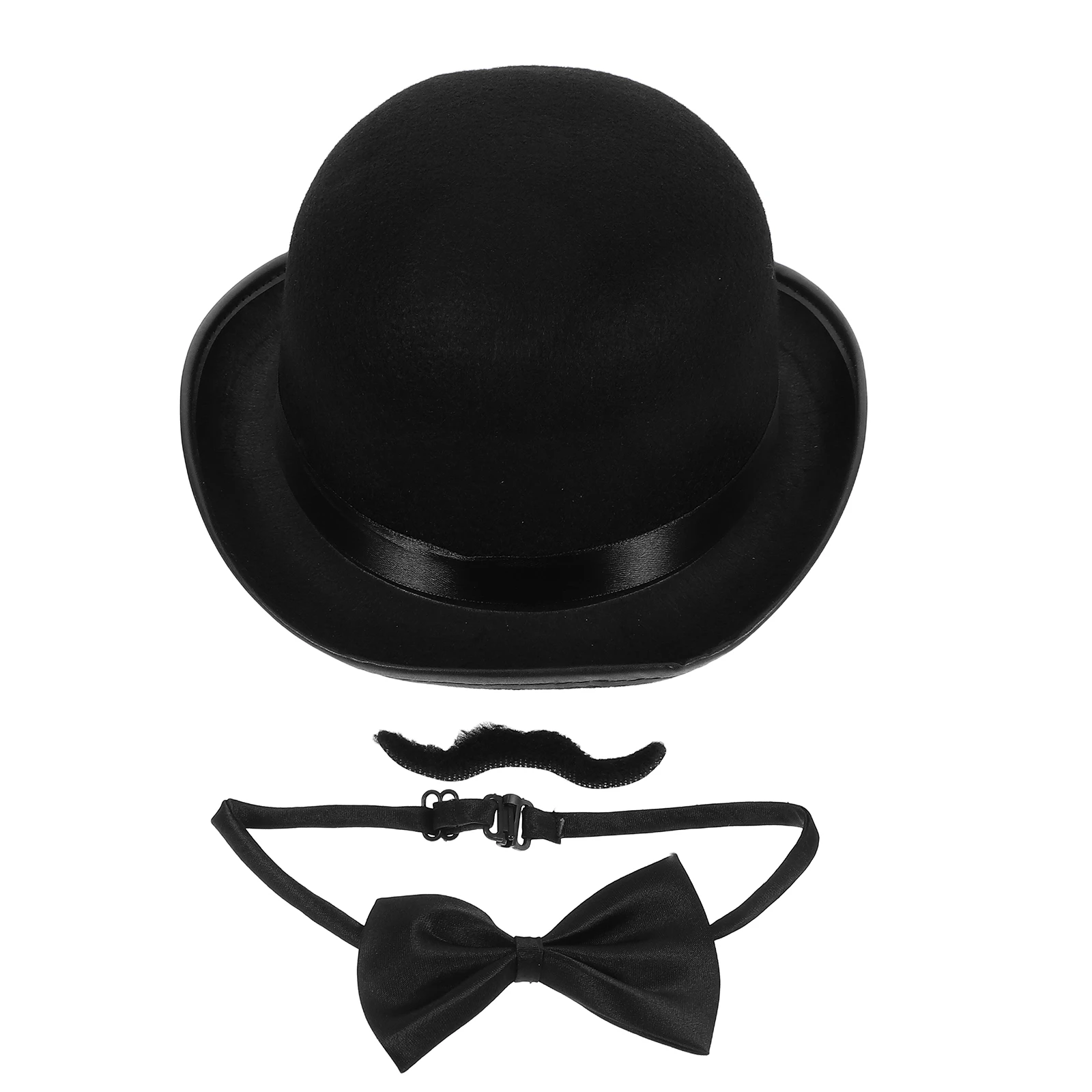 

3 Pcs Magician Clothing Set Gangster Costume Black Felt Detective Bowtie Prop Child