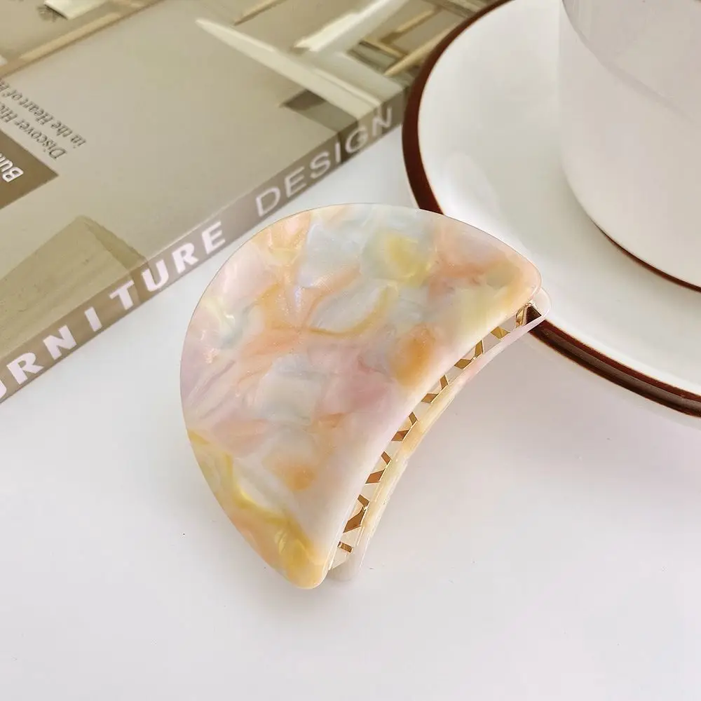 Girls Marble texture Semicircle Love Geometric Hair Claw Acetate Catch Clip Female Hair Accessories Korean Style Hair Clip