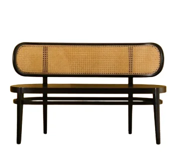 Solid wood cane woven backrest bench small household bed end changing shoes stool sofa chair