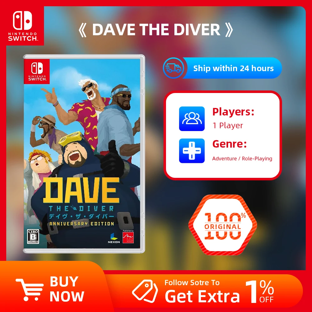 Nintendo Switch Game Deals - DAVE THE DIVER - Games Physical Cartridge Support TV Tabletop Handheld Mode