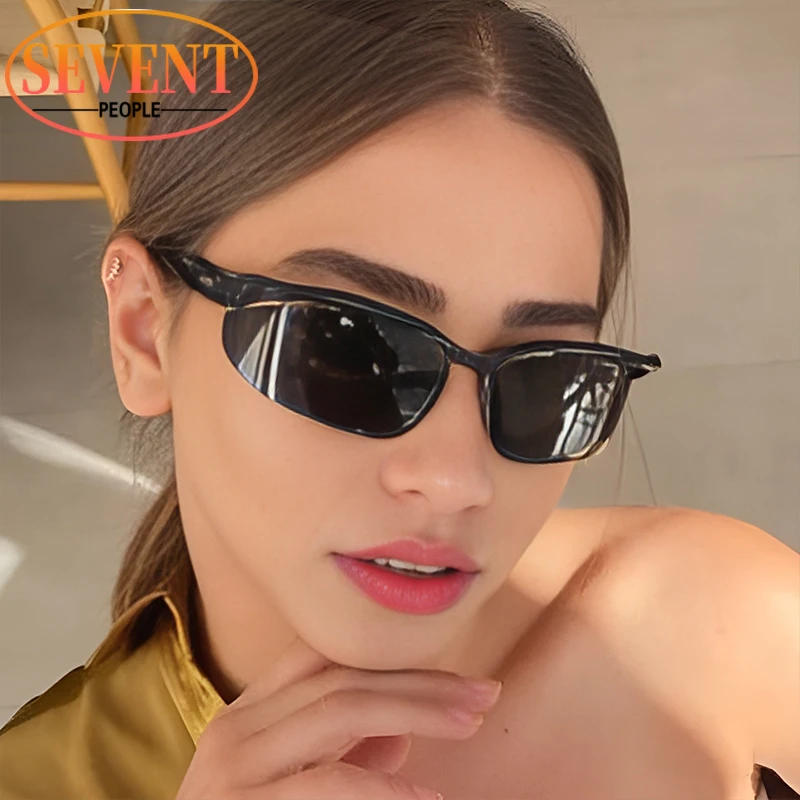 شبه بدون شفة عين القط النظارات الشمسية النساء الرجال 2025 العلامة التجارية الفاخرة خمر Y2K الشرير ظلال نظارات للسيدات العصرية الرياضة مكبرة #2