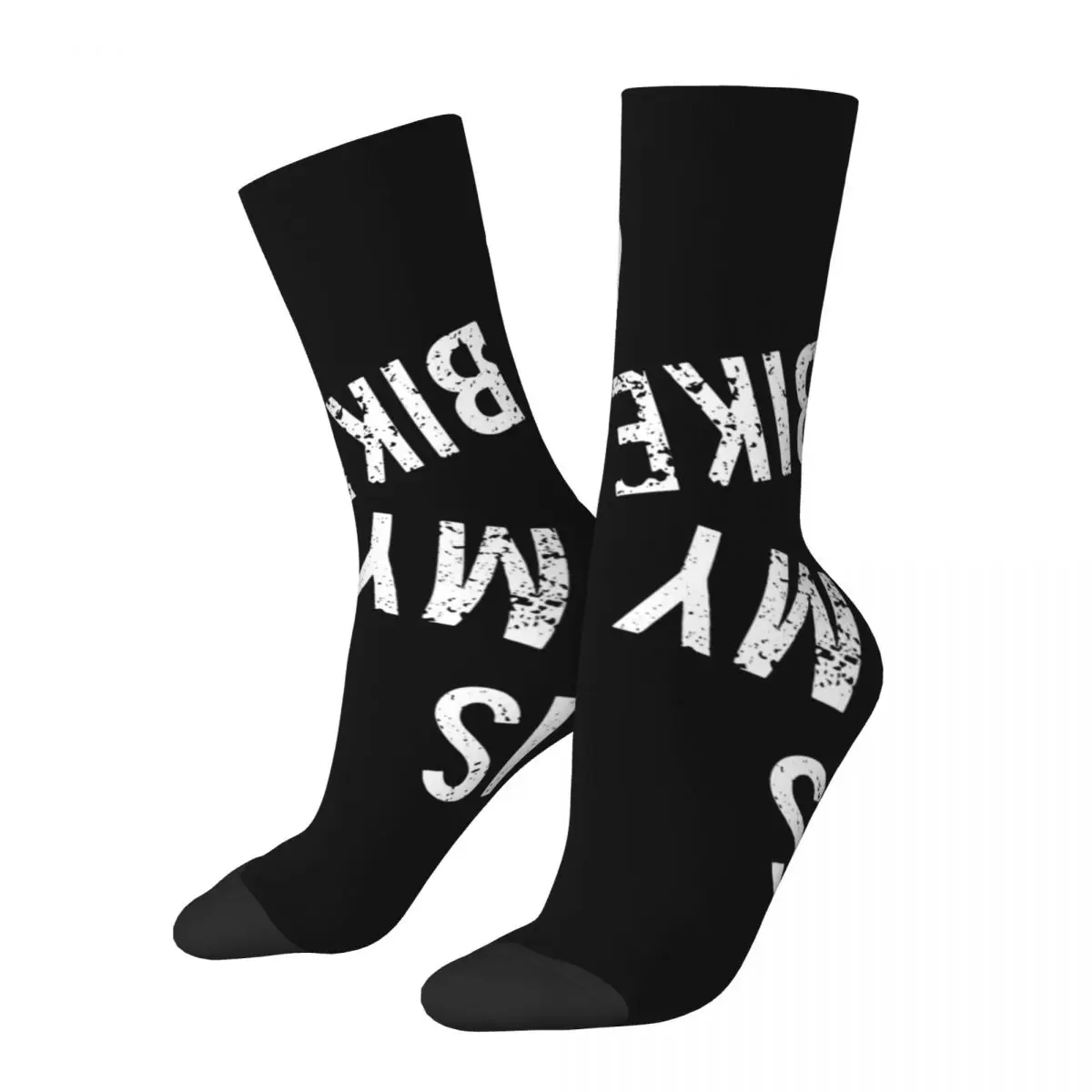 Meias de compressão vintage para homens e meninos, mountain bike unissex, ciclismo de MTB, estilo de rua, seamless crew sock, minha bicicleta está louca