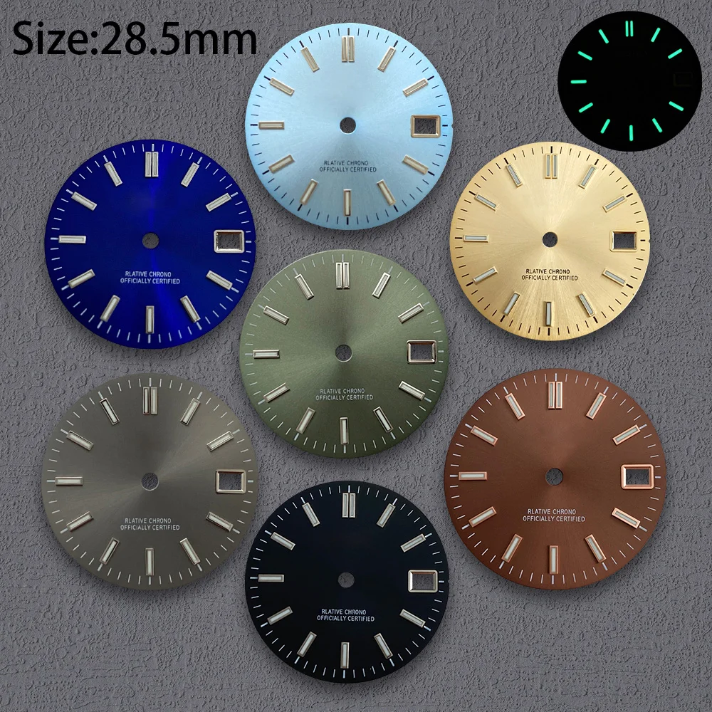 Image of Nh35 Zifferblatt S Logo 28,5mm Zifferblatt Grün Leuchtend Für NH35 NH36 Bewegungen Uhr Modifikation Zubehör