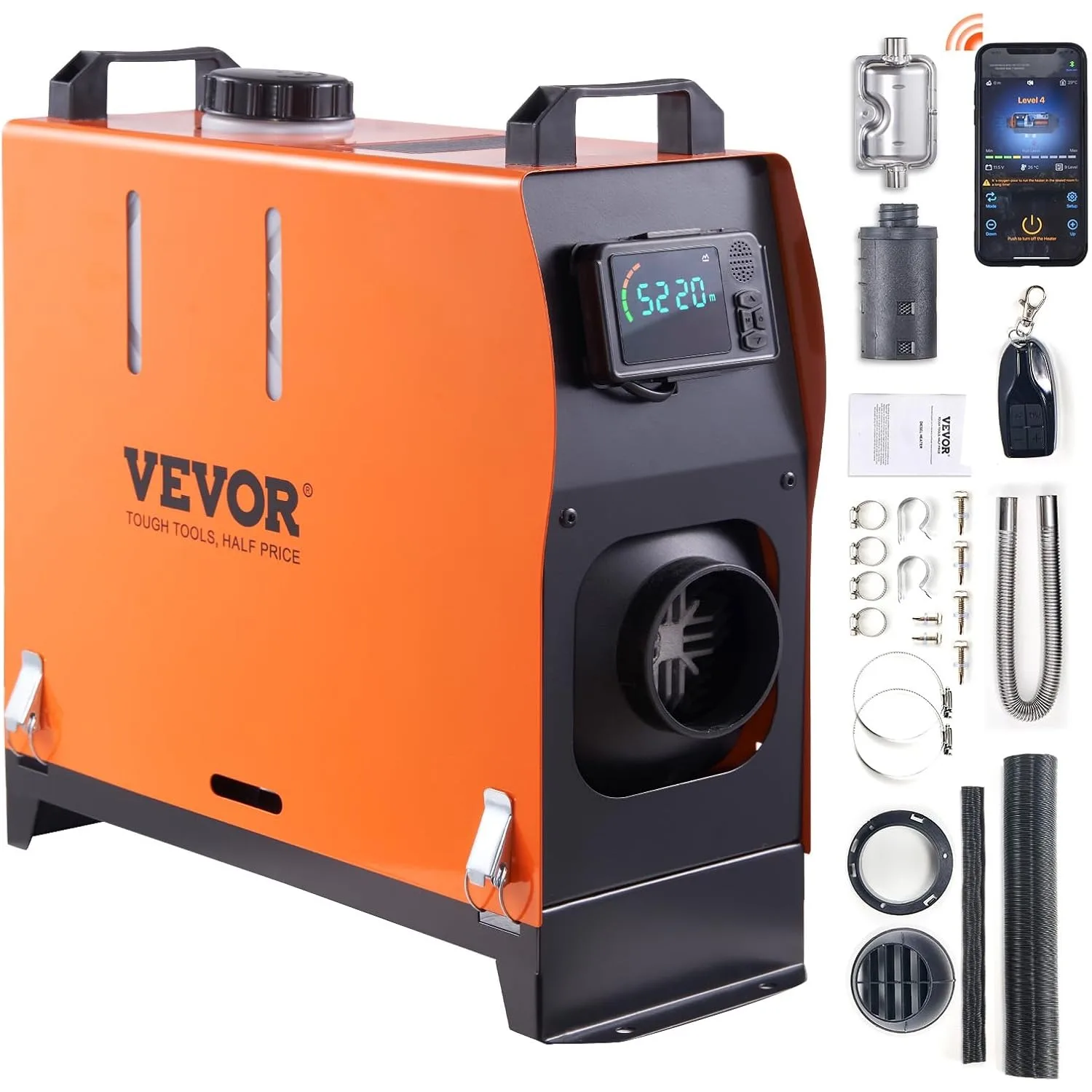 8KW Diesel Heater All in One, Diesel Air Heater w/ Bluetooth App Control, Portable Parking Heater Automatic Altitude Adjustment