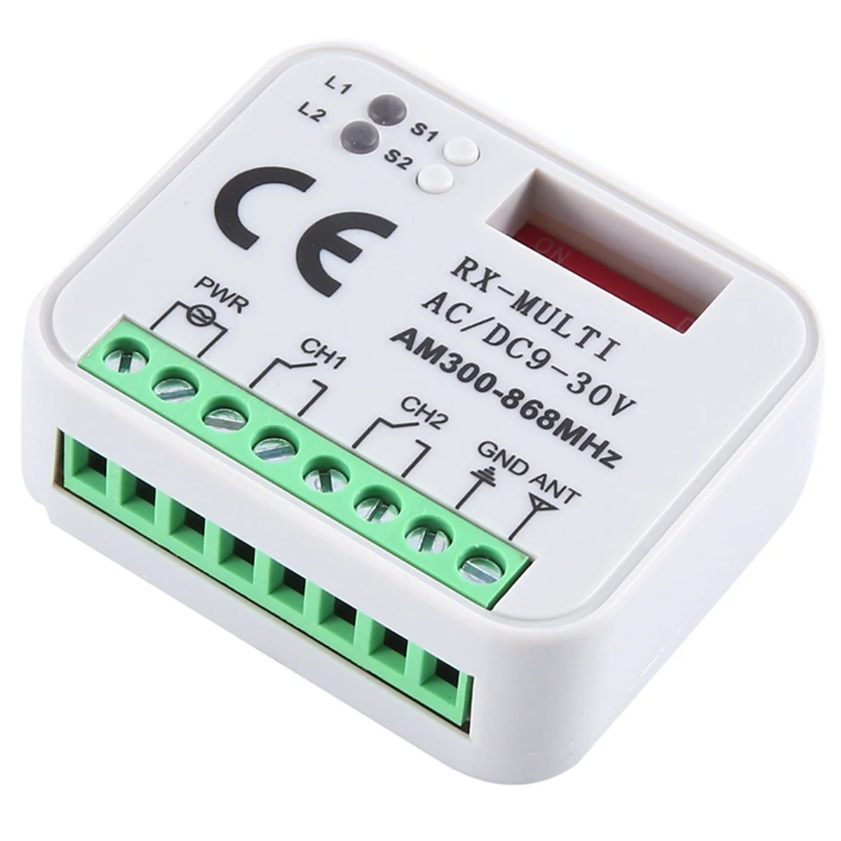 Universal RX Multi Frequency Controle Remoto, Módulo de Relé, Porta da Garagem, 433.92MHz, 868MHz, 2CH, 12V, 24V, 300-868MHz