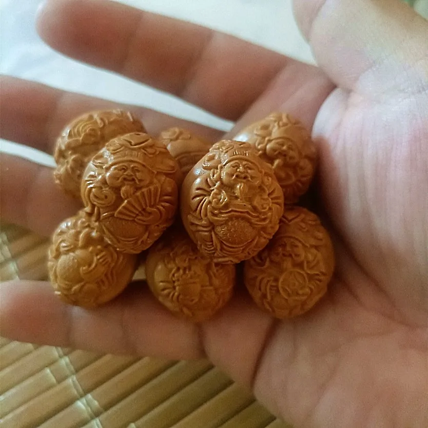 Olive Pit Carved Nine Dragon Caishen Relief Double Sided Eight Wealth Gods Mens Cultural Wood Bracelet Lucky Fortune Blessing